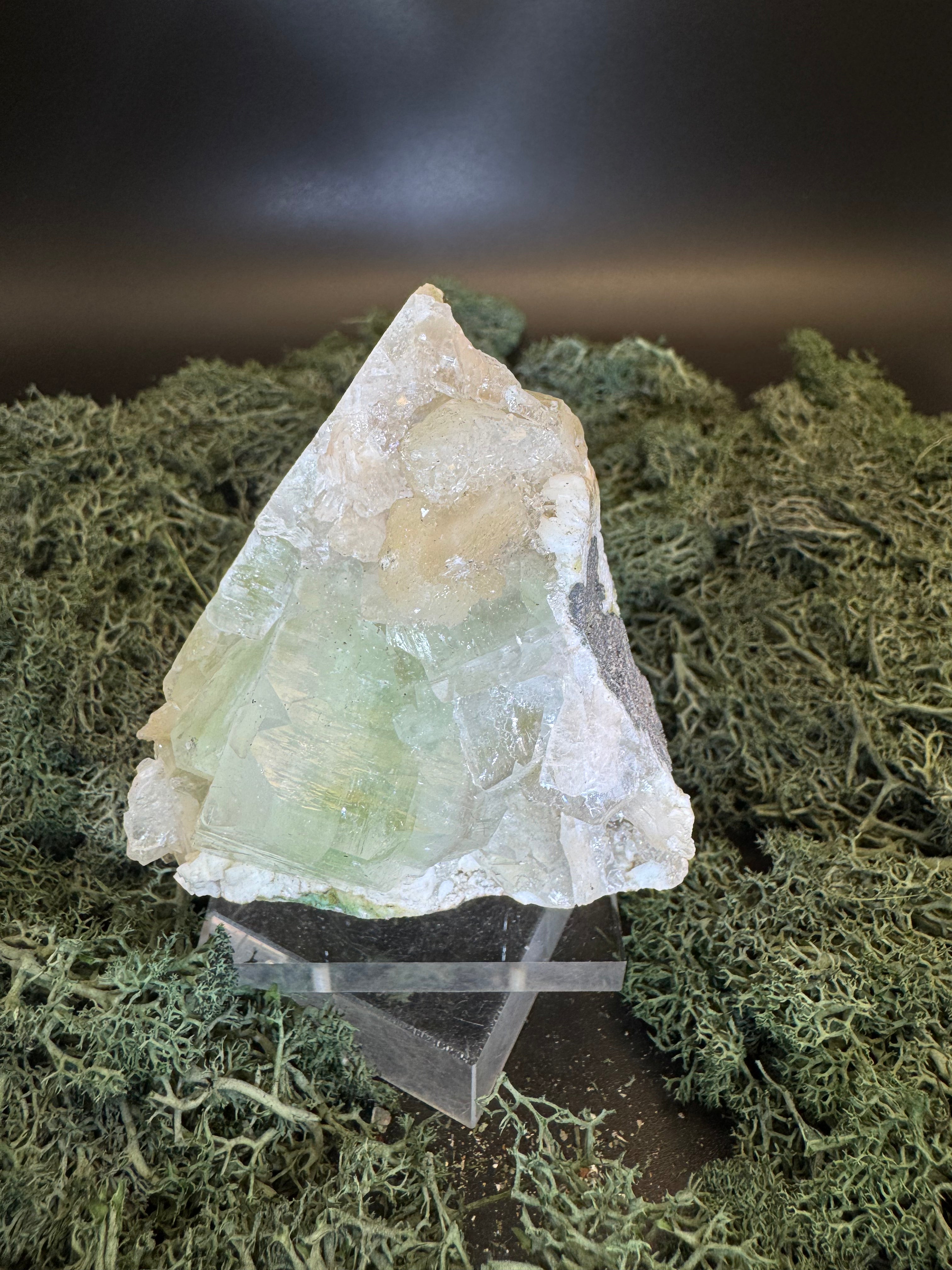 Grüner Apophyllit mit Stilbit Cluster aus Maharashtra, Nashik pune, Indien (219g) - crystal paradise