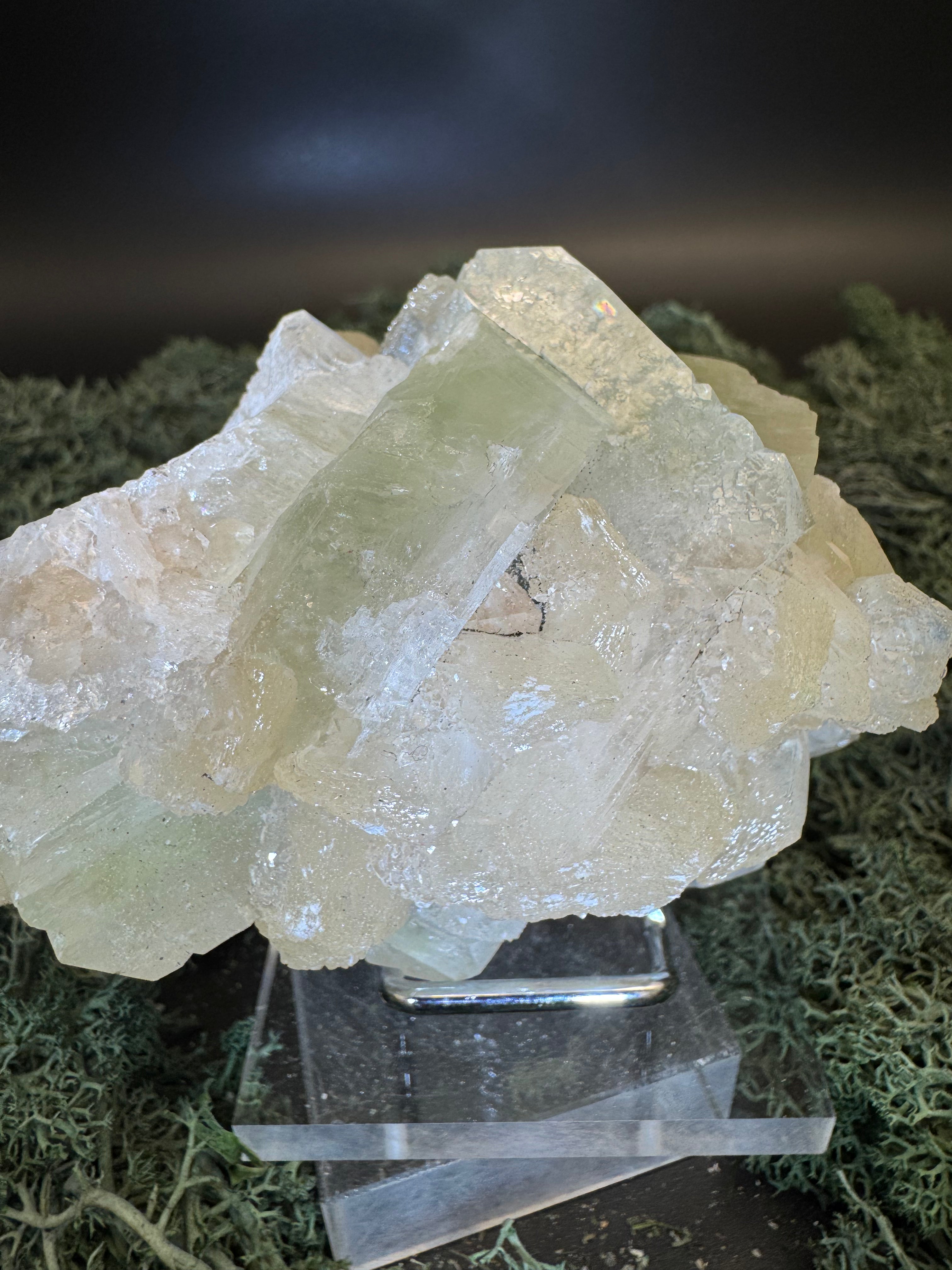 Grüner Apophyllit mit Stilbit Cluster aus Maharashtra, Nashik pune, Indien (337g) - große grüne Würfel - crystal paradise