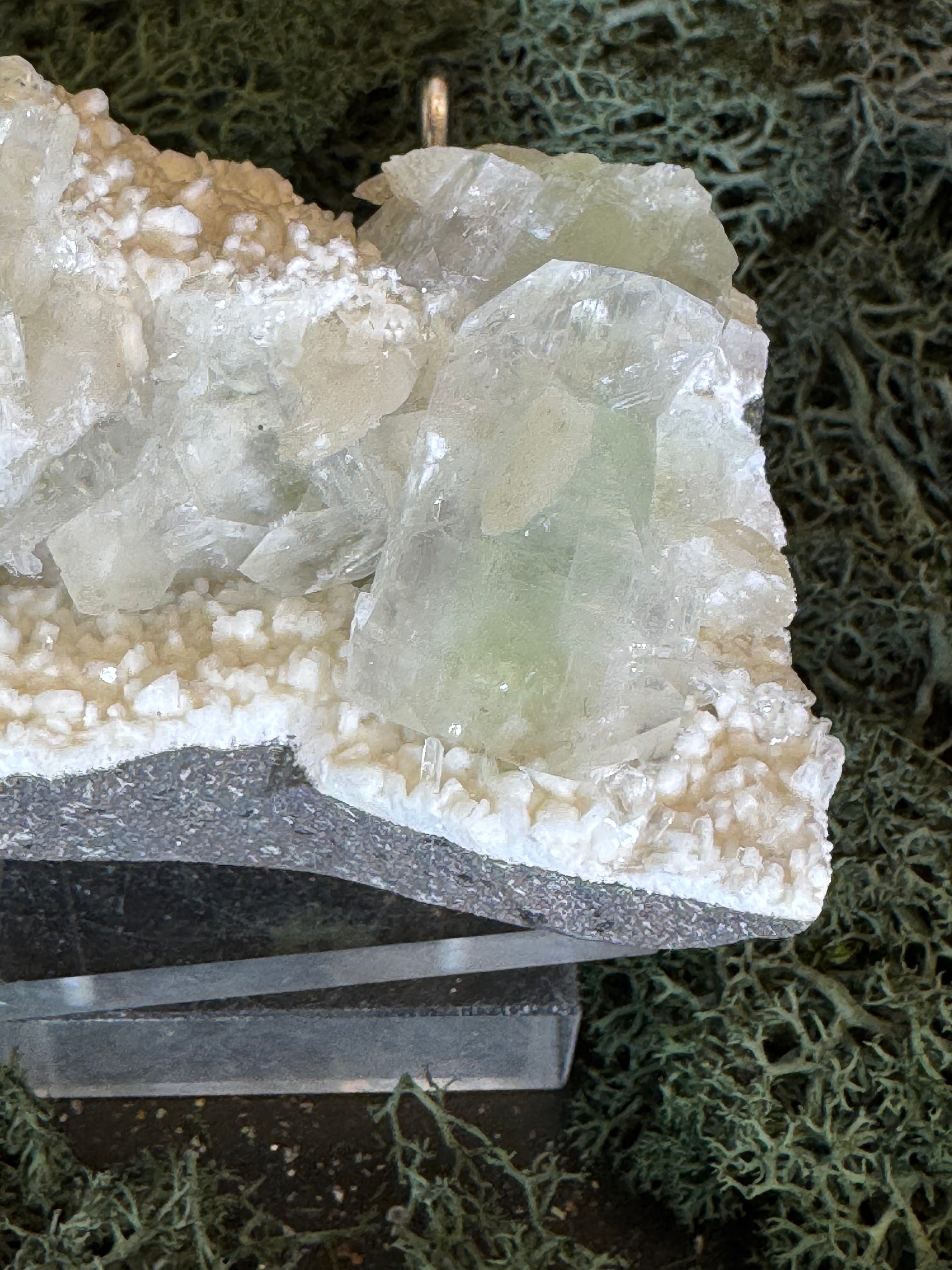 Grüner Apophyllit mit Stilbit Cluster aus Maharashtra, Nashik pune, Indien (206g) - Druzybildung - crystal paradise