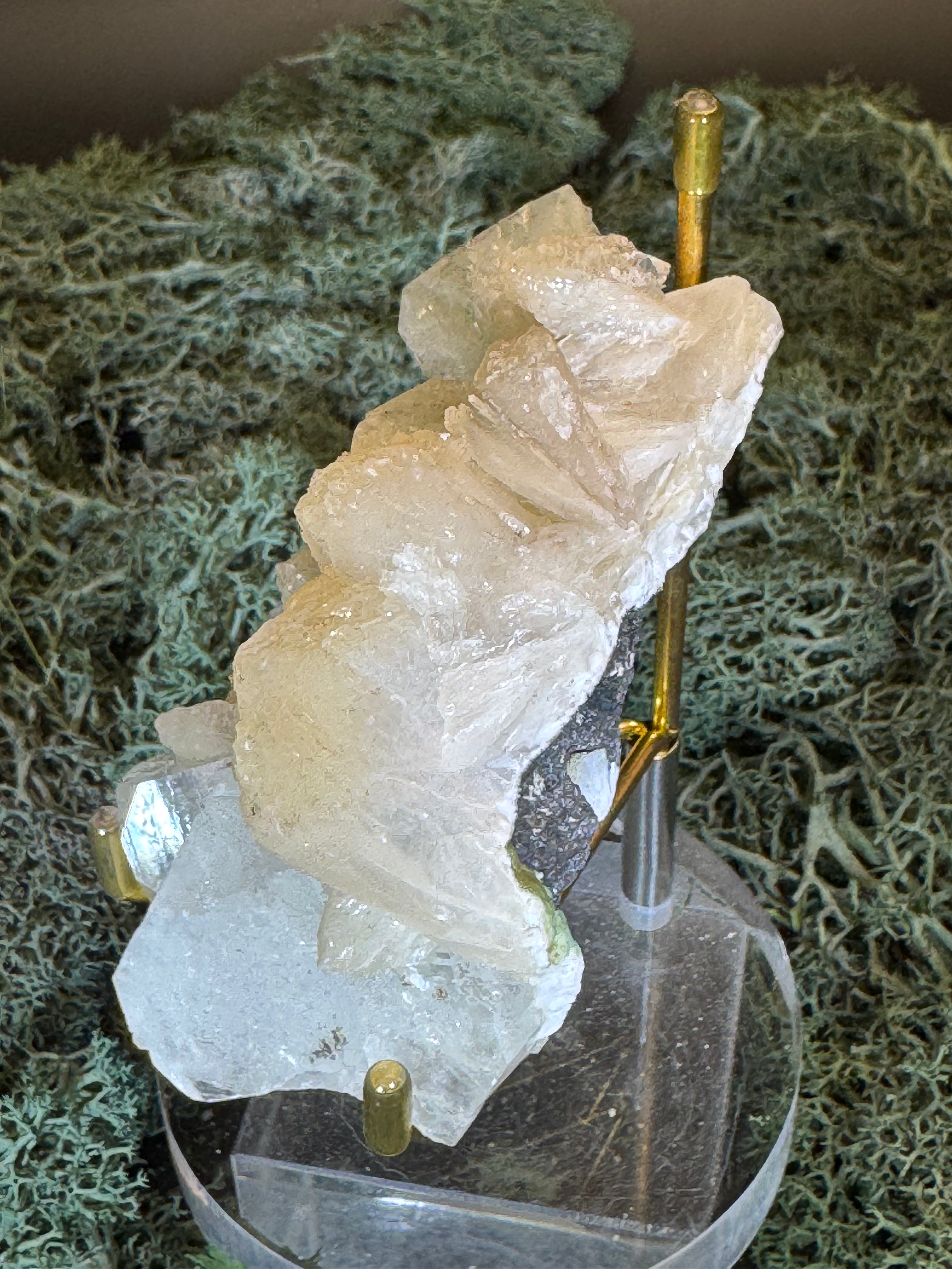 Grüner Apophyllit mit Stilbit Cluster aus Maharashtra, Nashik pune, Indien (111g) - crystal paradise