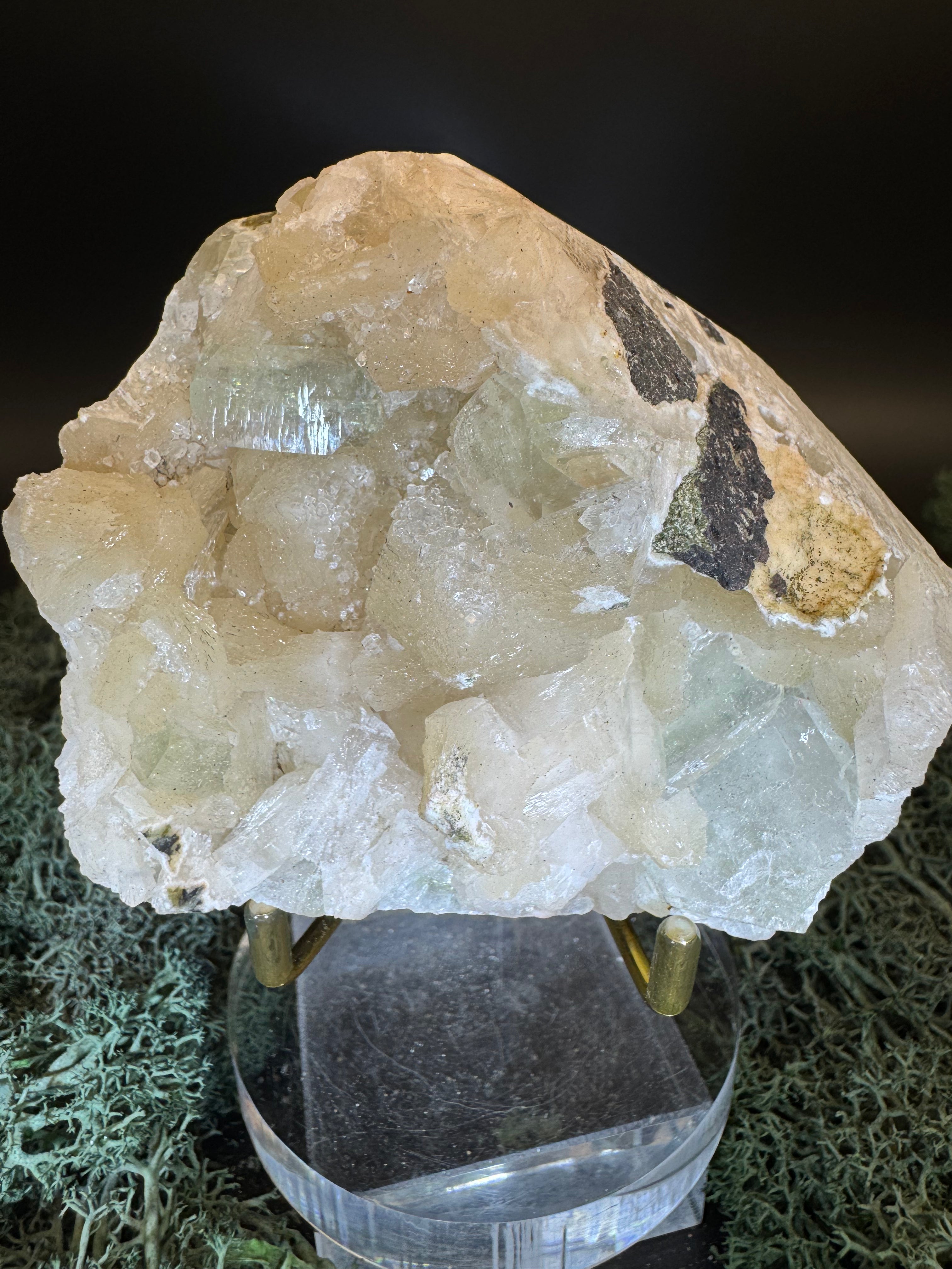 Grüner Apophyllit mit Stilbit Cluster aus Maharashtra, Nashik pune, Indien (400g) - crystal paradise
