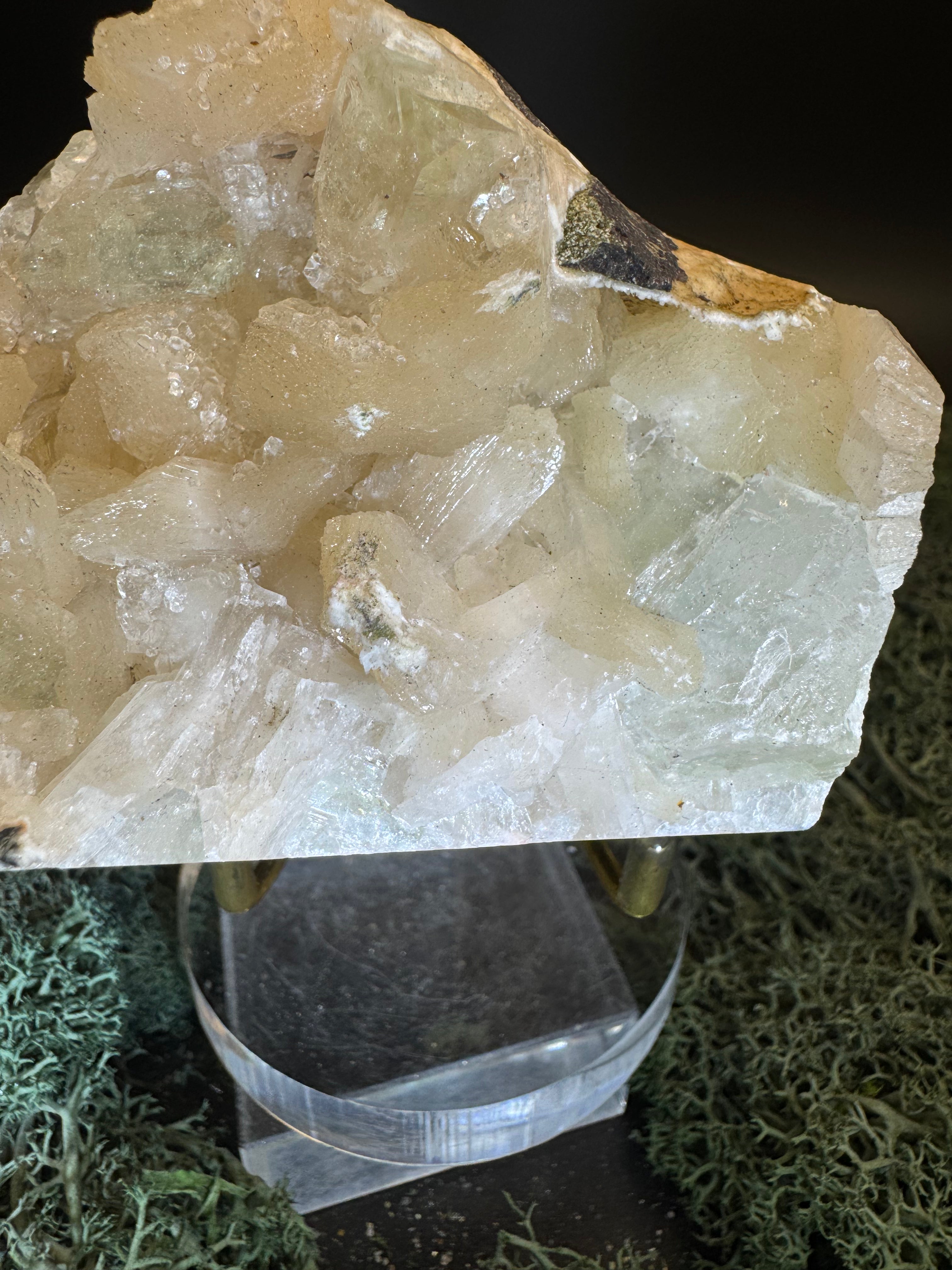 Grüner Apophyllit mit Stilbit Cluster aus Maharashtra, Nashik pune, Indien (400g) - crystal paradise