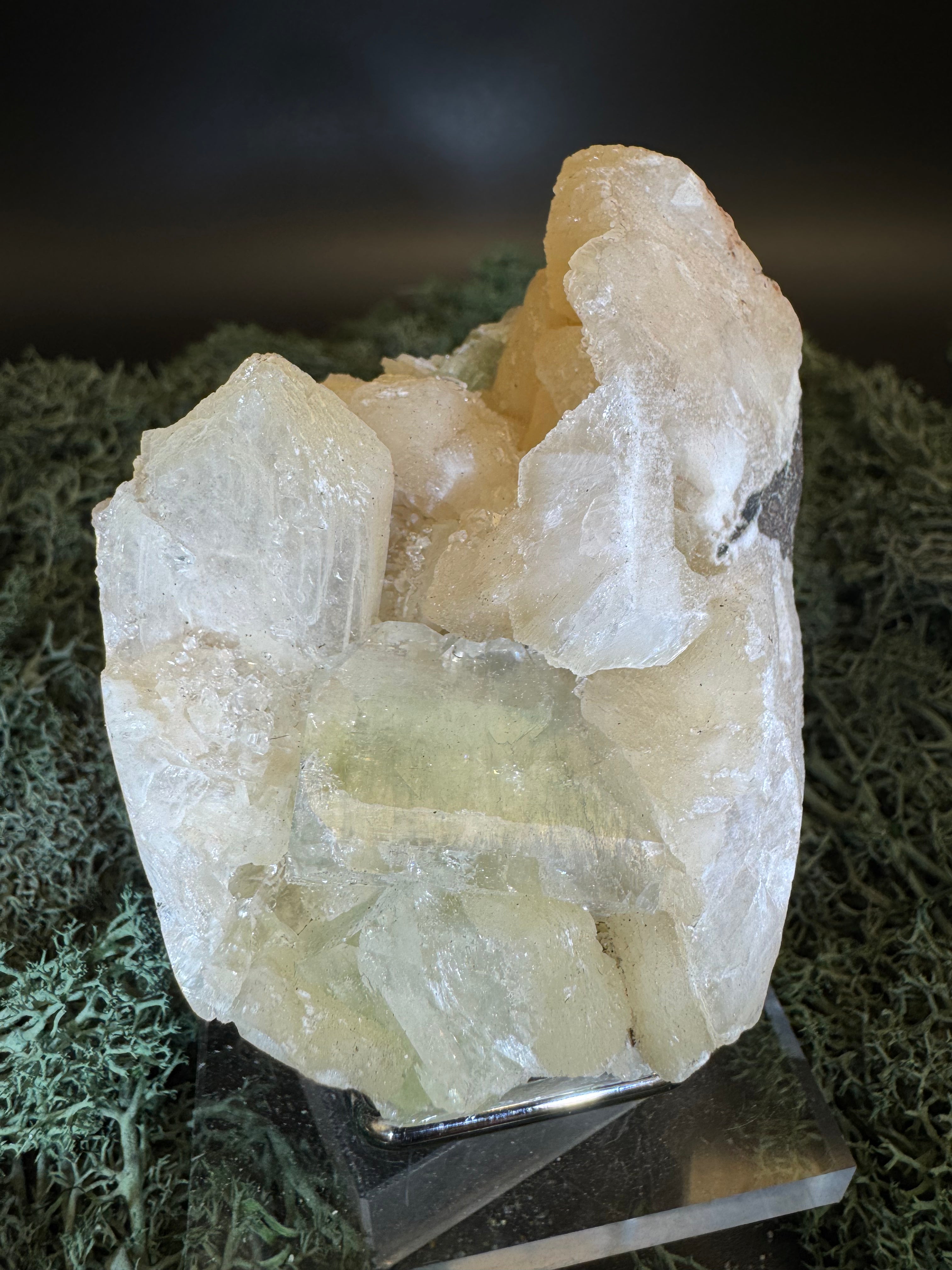 Grüner Apophyllit mit Stilbit Cluster aus Maharashtra, Nashik pune, Indien (210g) - crystal paradise