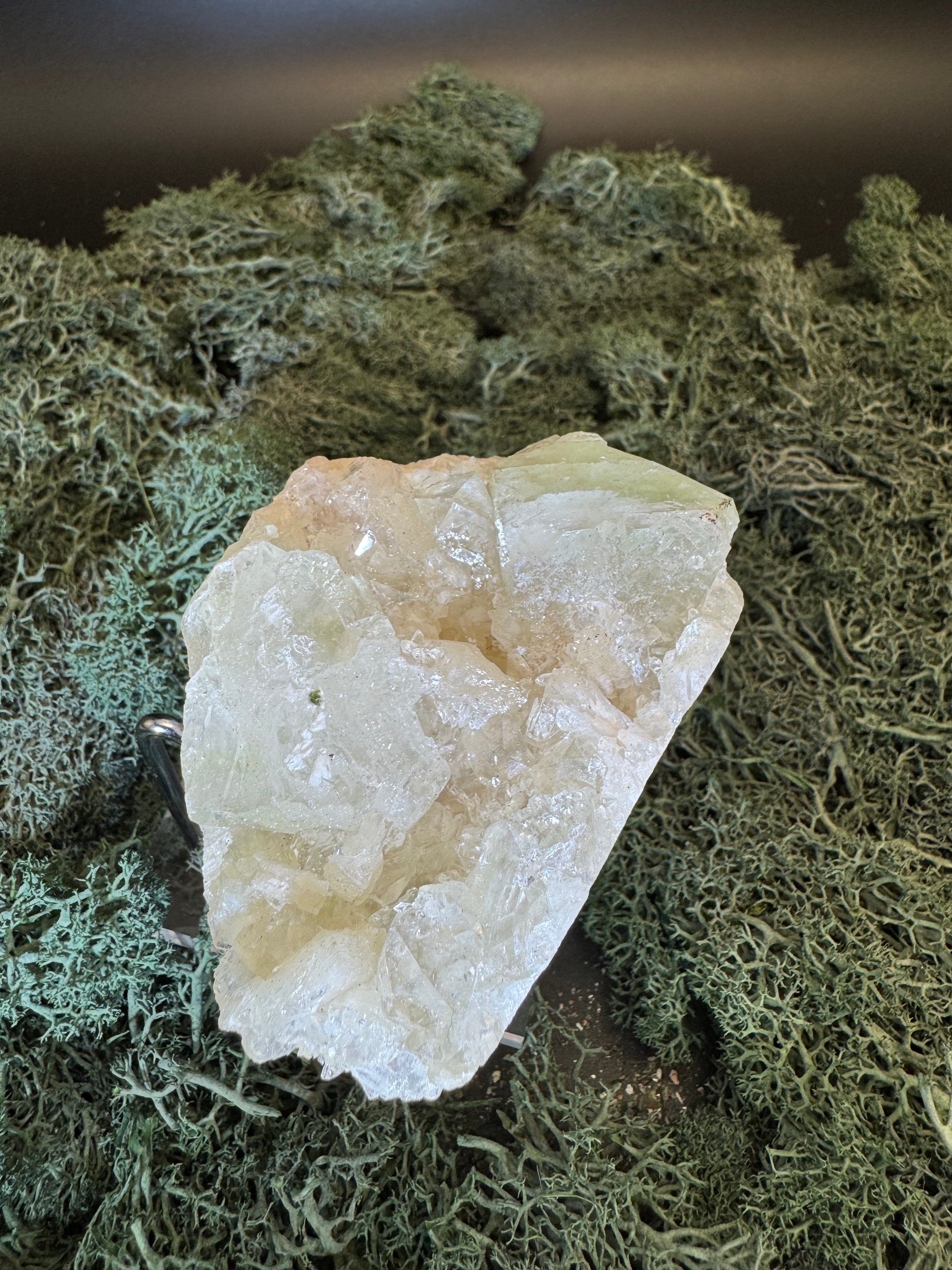Grüner Apophyllit mit Stilbit Cluster aus Maharashtra, Nashik pune, Indien (253g) - crystal paradise