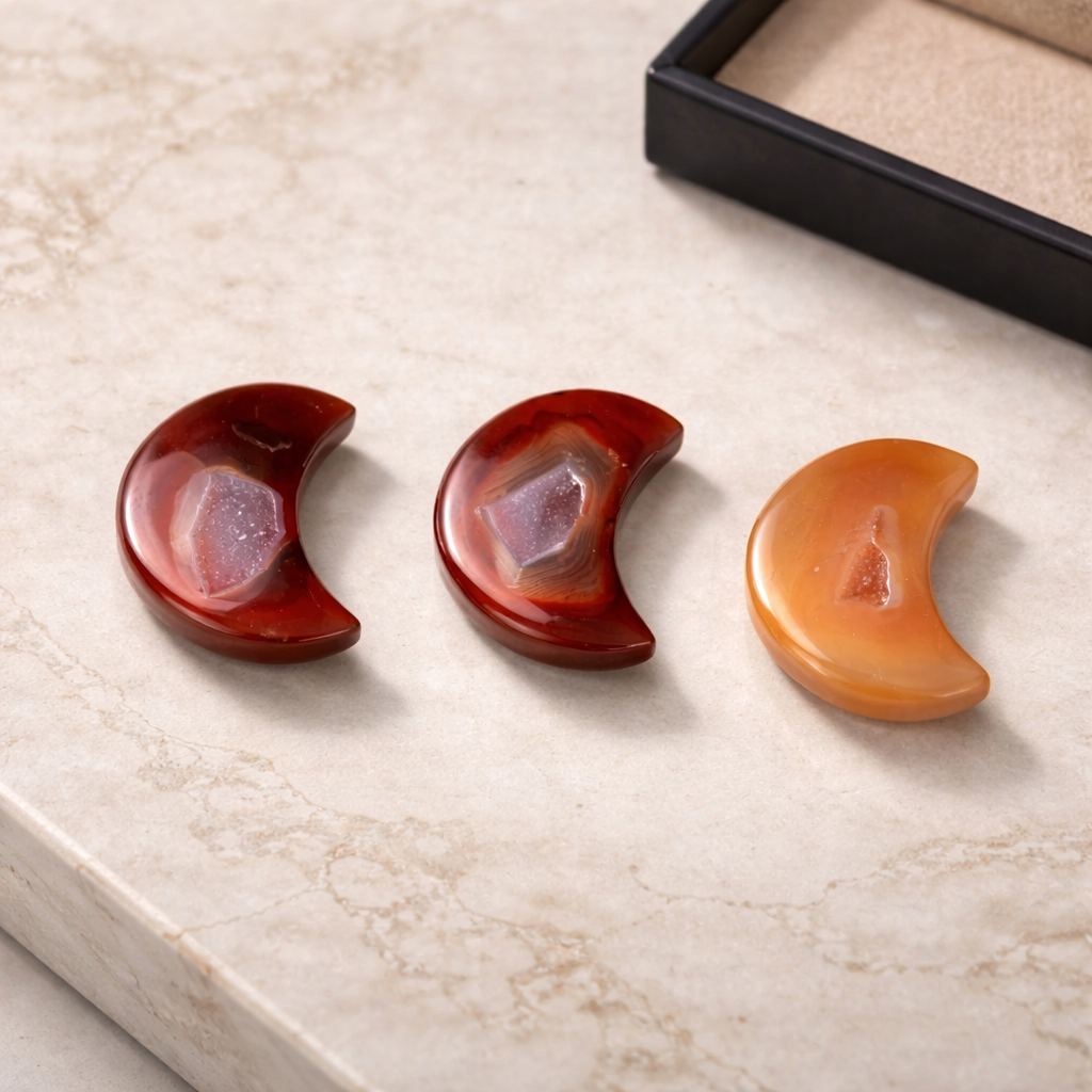 Mond aus rotem Karneol Achat - crystal paradise