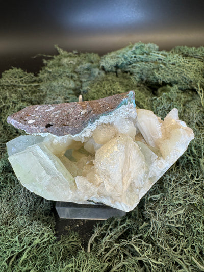 Grüner Apophyllit mit Stilbit Cluster aus Maharashtra, Nashik pune, Indien (389g) - druzy