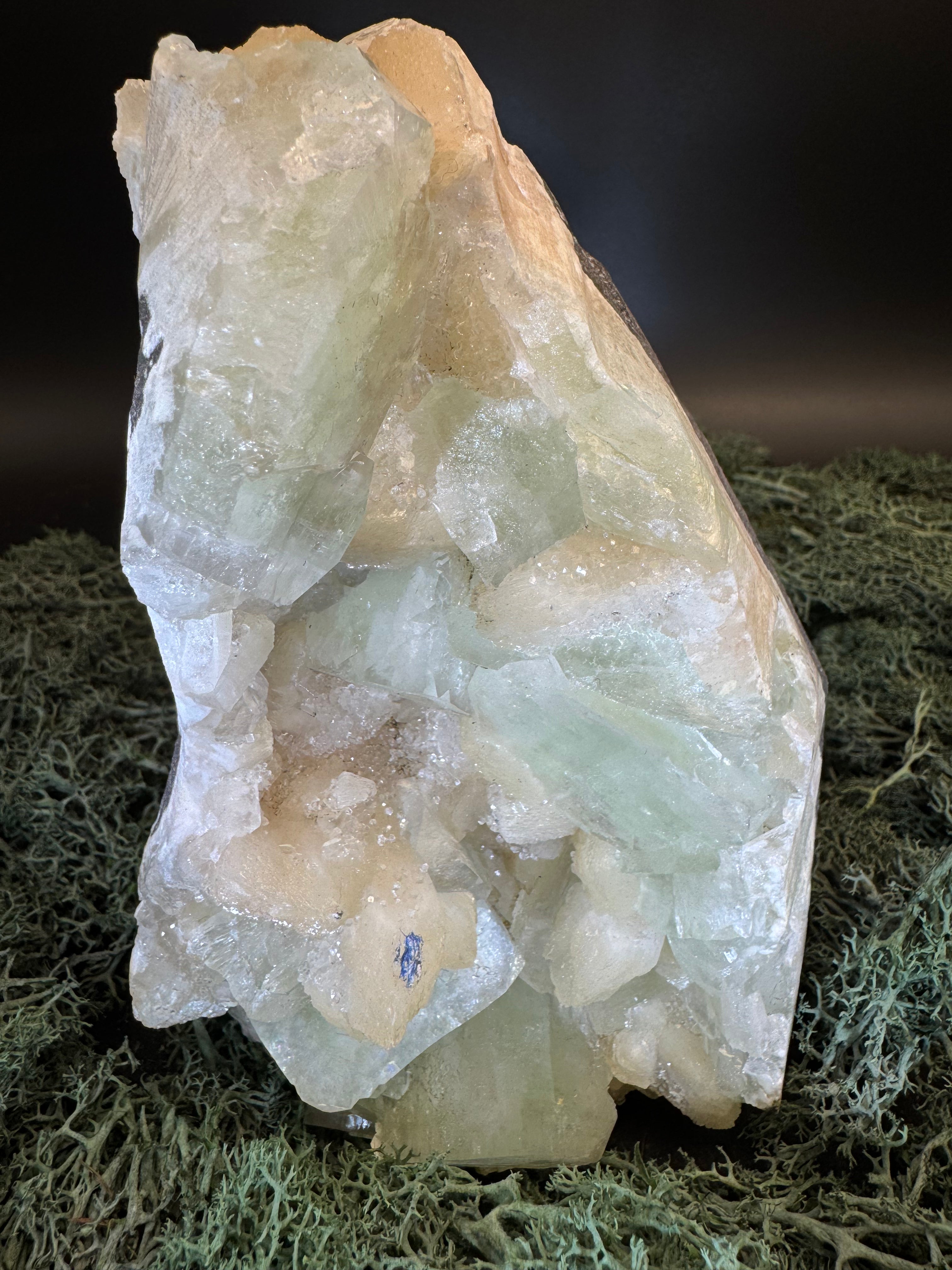 Grüner Apophyllit mit Stilbit Cluster aus Maharashtra, Nashik pune, Indien (1156g) - crystal paradise