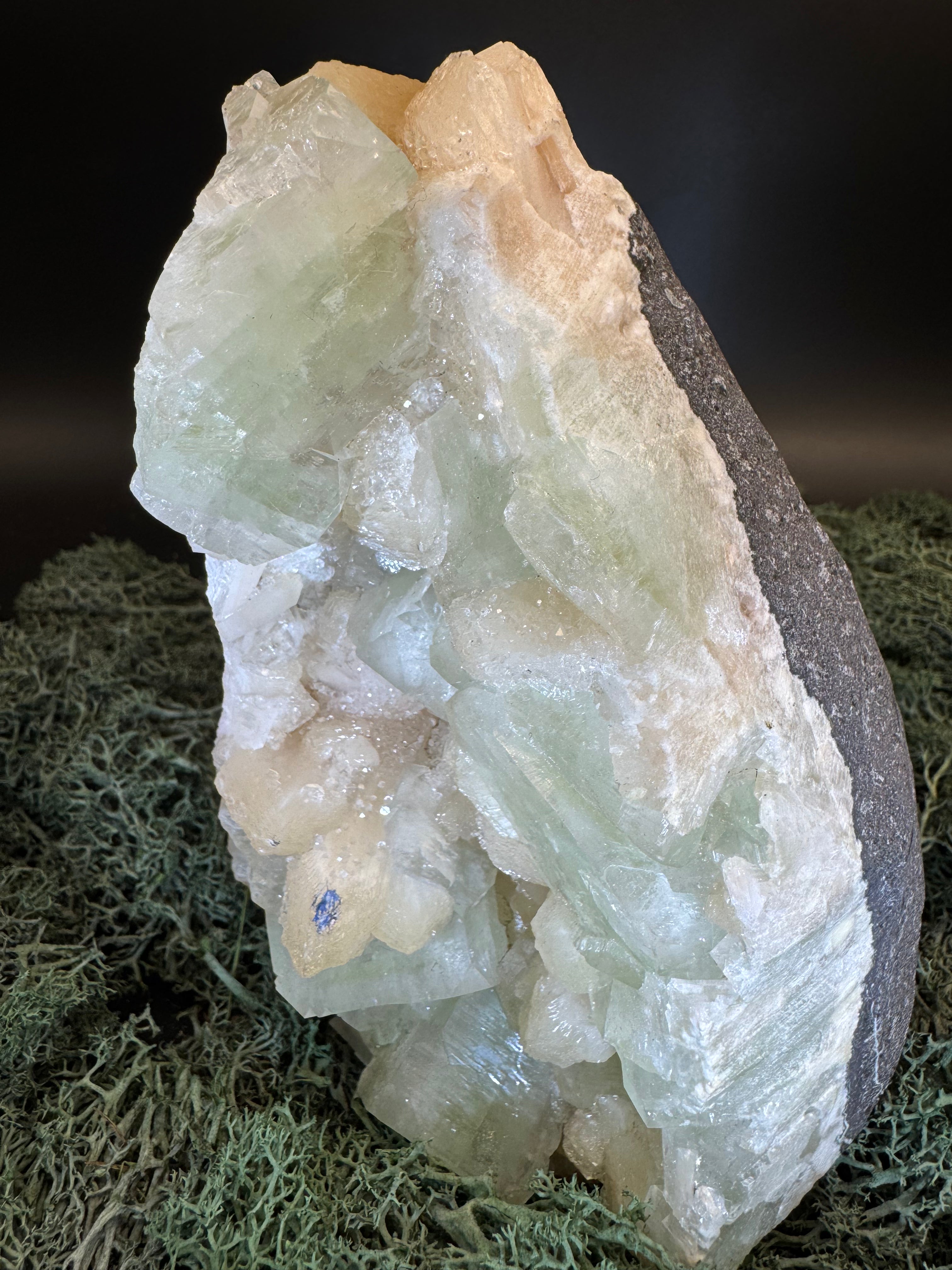 Grüner Apophyllit mit Stilbit Cluster aus Maharashtra, Nashik pune, Indien (1156g) - crystal paradise