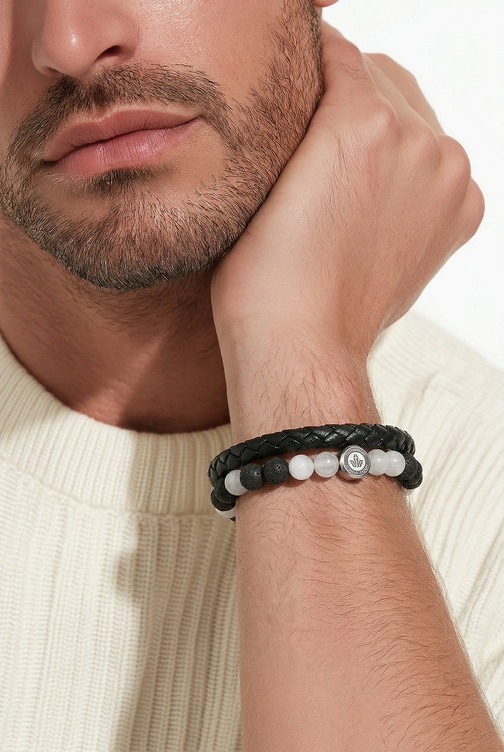 Bergkristall & Lava mit Leder – Klarheit & Stärke mit Stil - Armband crystalpower® - crystal paradise