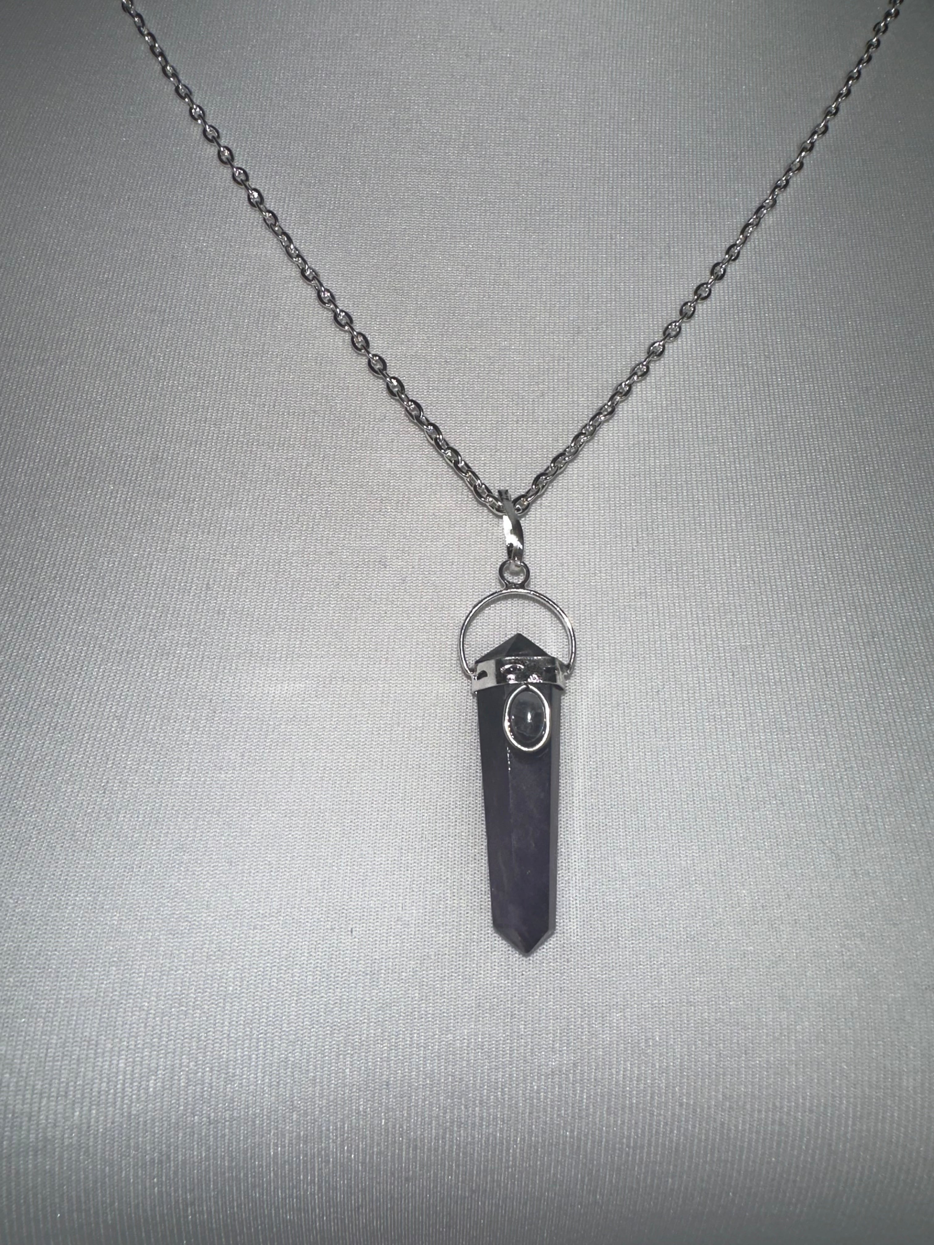 Anhänger Pendel-Doppelspitze aus Amethyst mit Auge - 1 Stück - crystal paradise