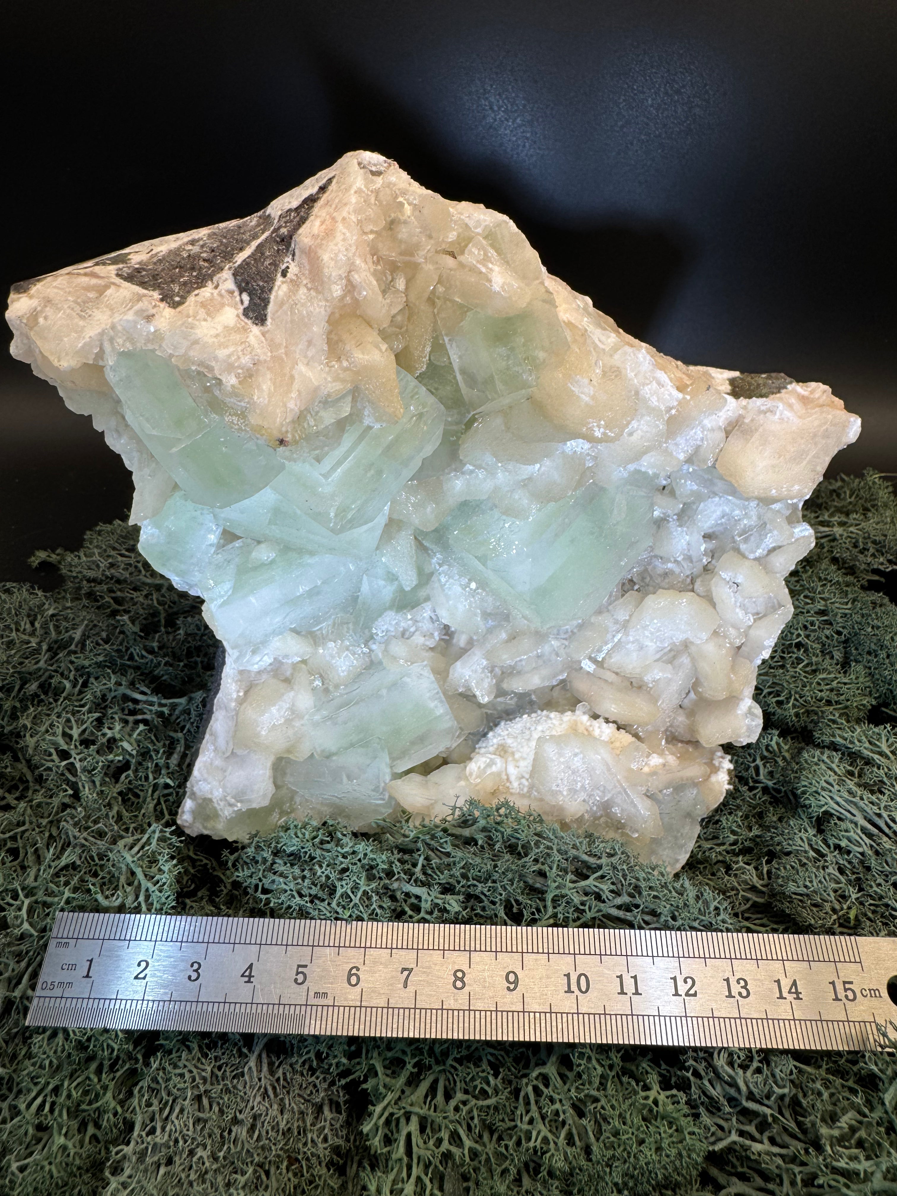 Grüner Apophyllit mit Stilbit und Okenit Cluster aus Maharashtra, Nashik pune, Indien (3139g) - crystal paradise