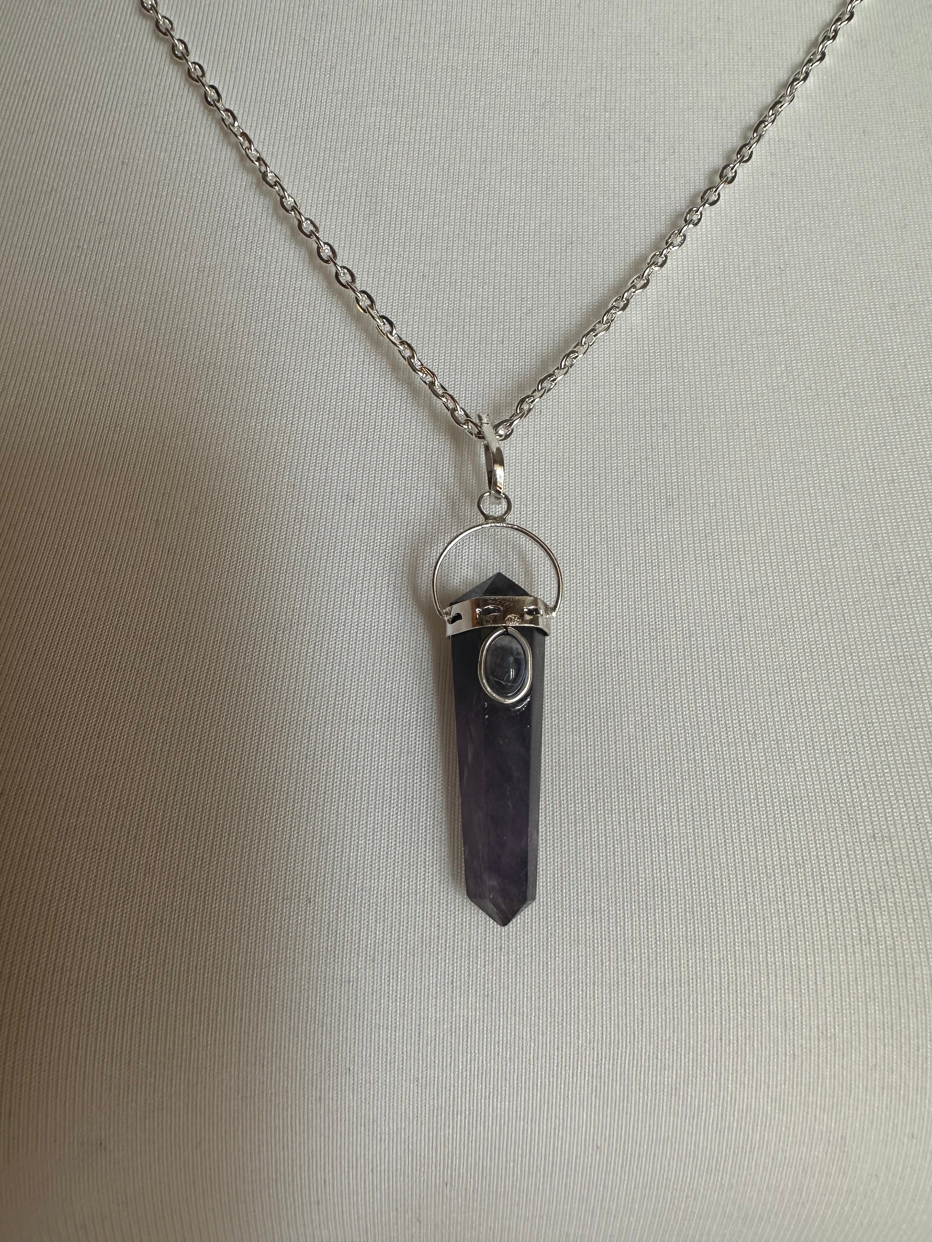 Anhänger Pendel-Doppelspitze aus Amethyst mit Auge - 1 Stück - crystal paradise