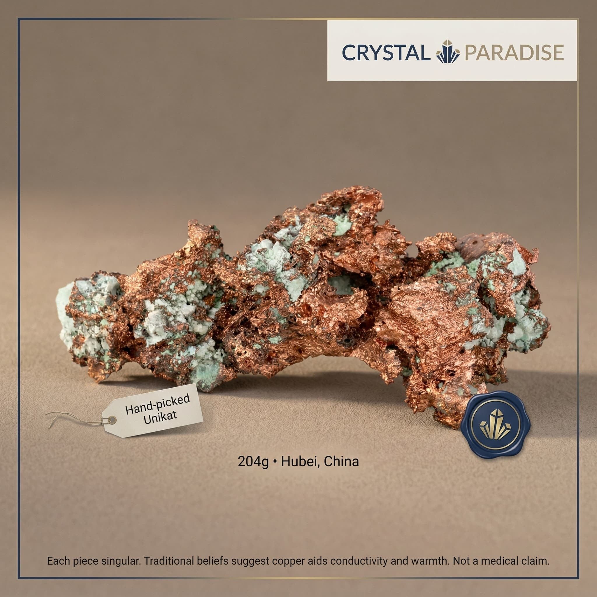 Natives Kupfer aus Hubei China (204g) - crystal paradise