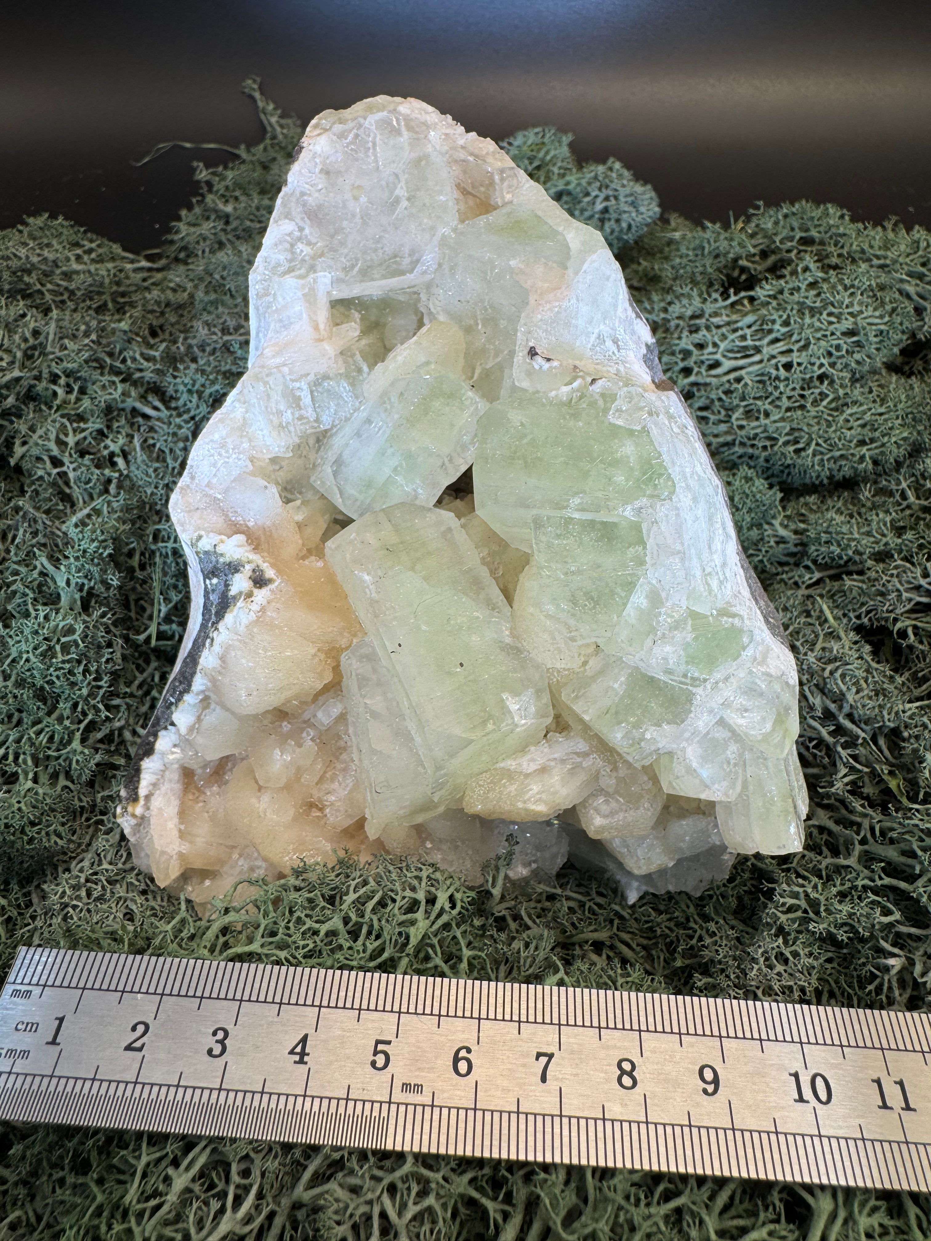 Grüner Apophyllit mit Stilbit Cluster aus Maharashtra, Nashik pune, Indien (1063g) - große Kristalle - crystal paradise