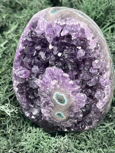 Achatisierte Amethyst Druse aus Uruguay (602g) - schönes violett! - crystal paradise