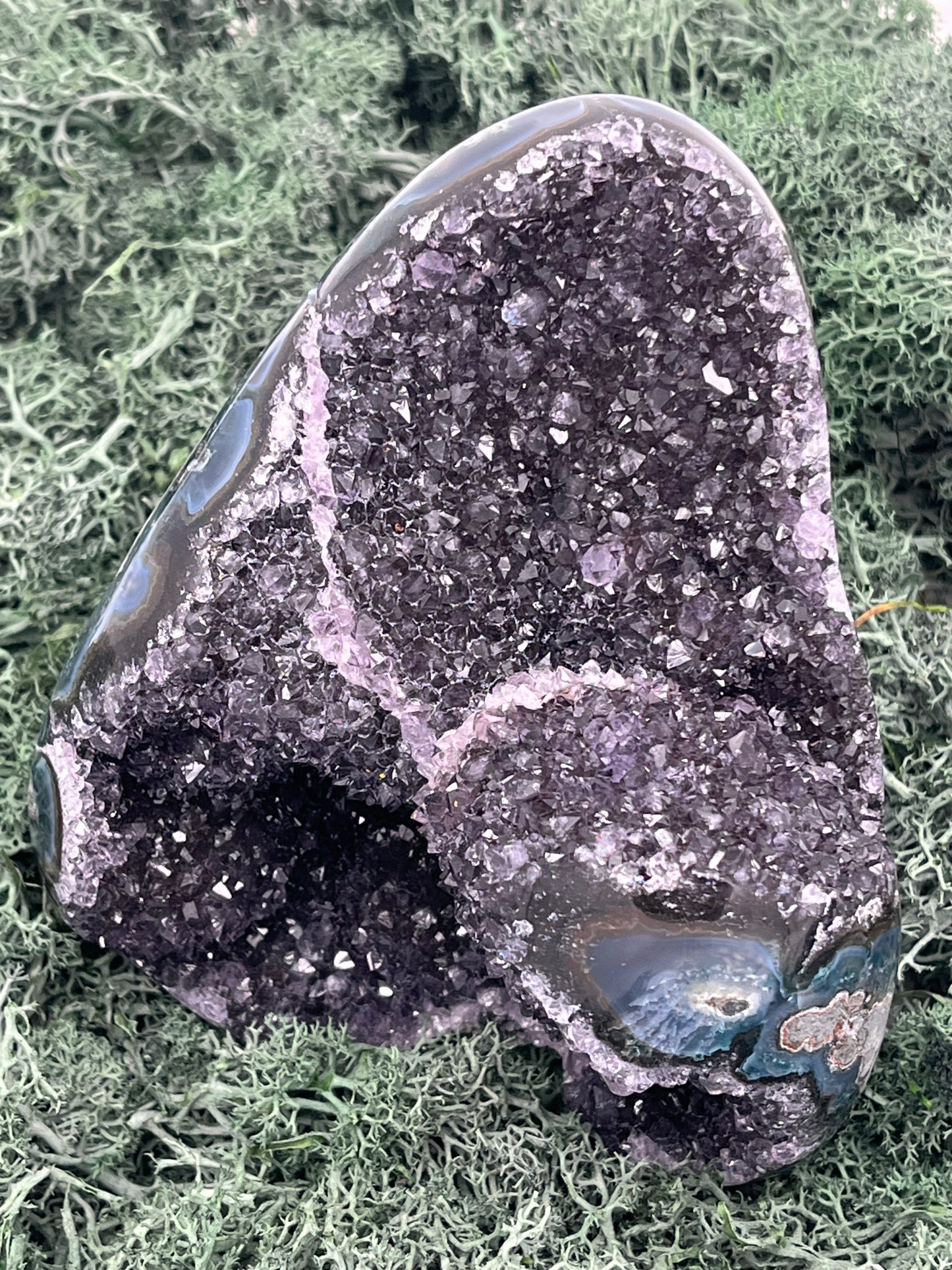 Achatisierte Amethyst Druse aus Uruguay (808g) - schönes violett! - crystal paradise