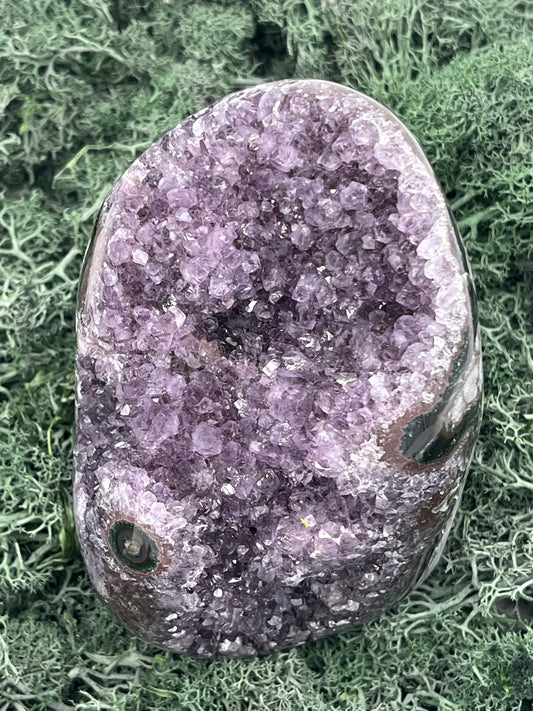 Achatisierte Amethyst Druse aus Uruguay (1155) - schönes violett!