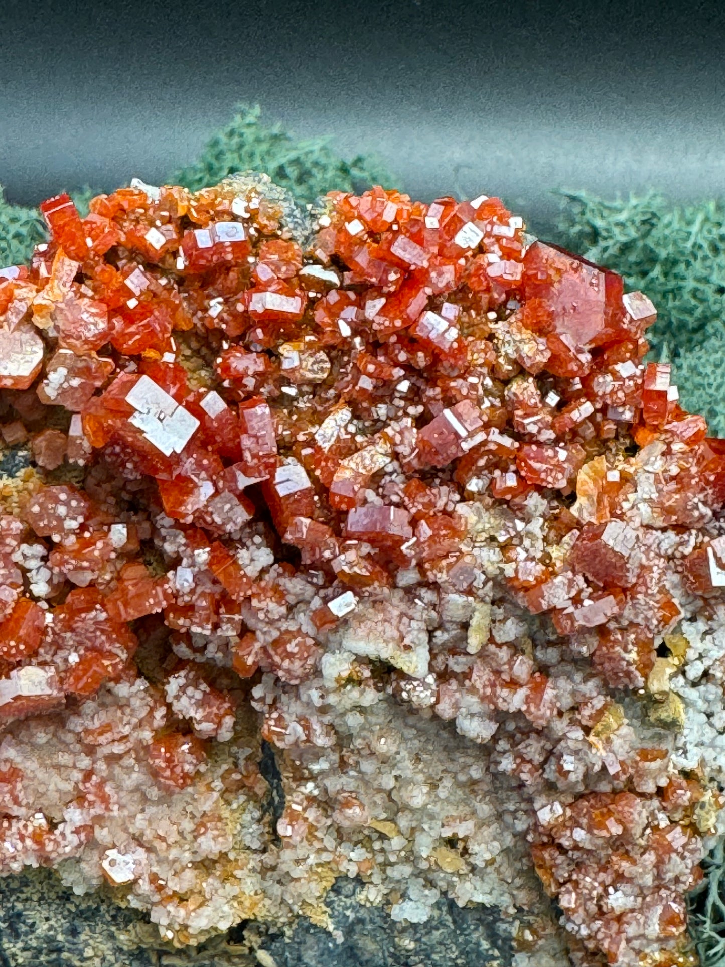 Vanadenit Stufe aus Marokko (558g) - super schöne große rote Kristalle - crystal paradise