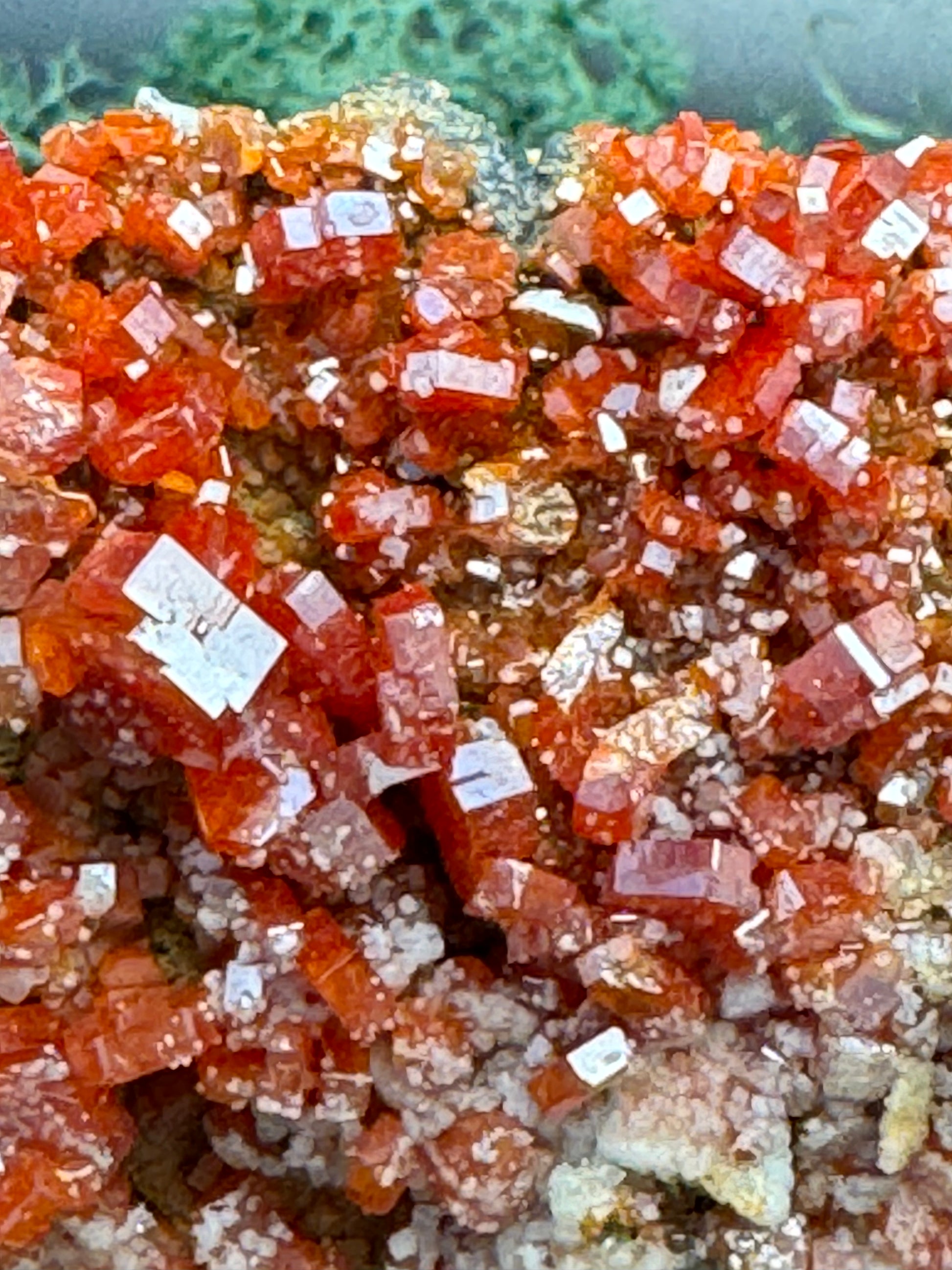 Vanadenit Stufe aus Marokko (558g) - super schöne große rote Kristalle - crystal paradise