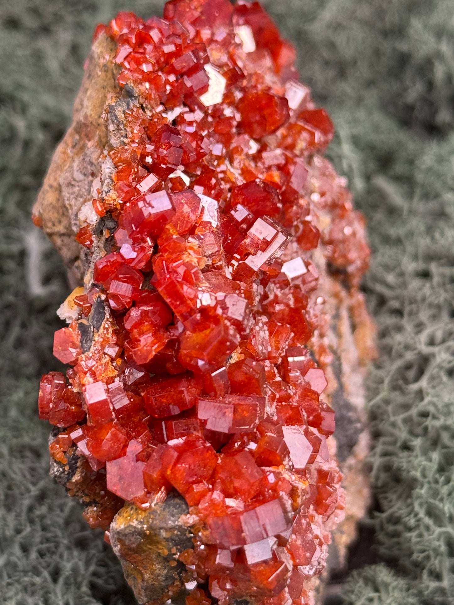 Vanadenit Stufe aus Marokko (558g) - super schöne große rote Kristalle - crystal paradise