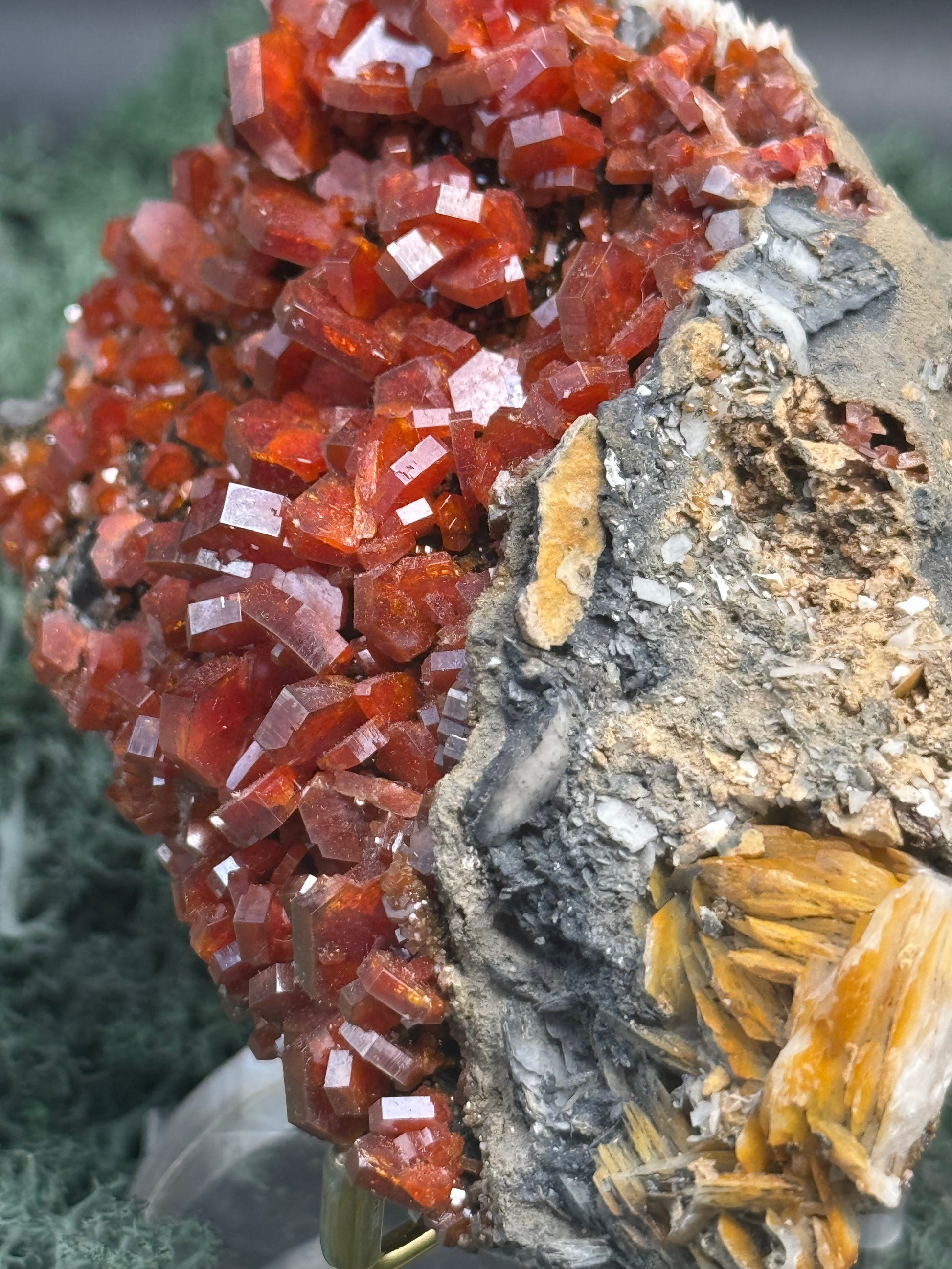 Vanadenit Stufe aus Marokko (490g) - super schöne große rote Kristalle - crystal paradise