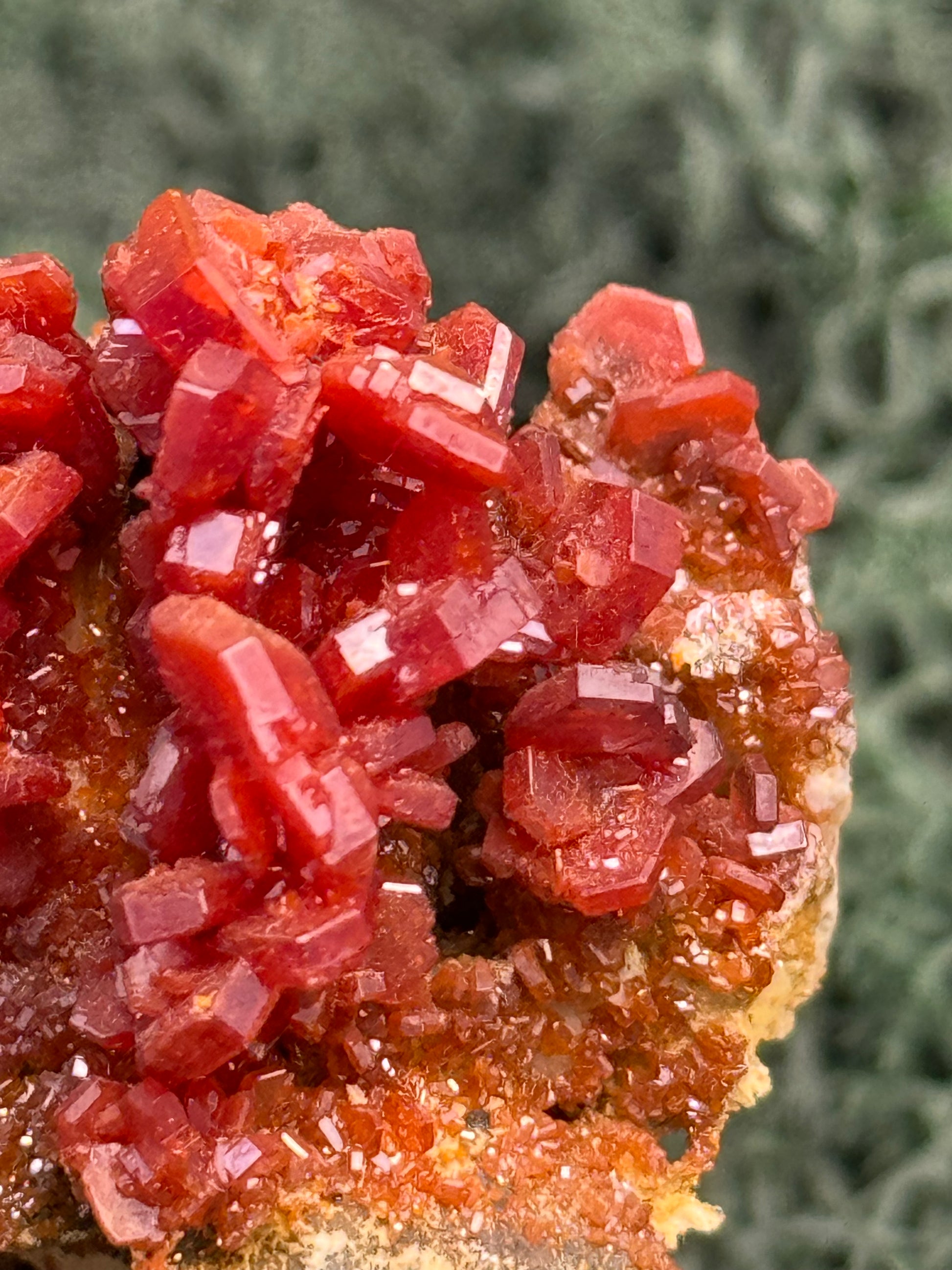 Vanadenit Stufe aus Marokko (149g) - super schöne große rote Kristalle - crystal paradise