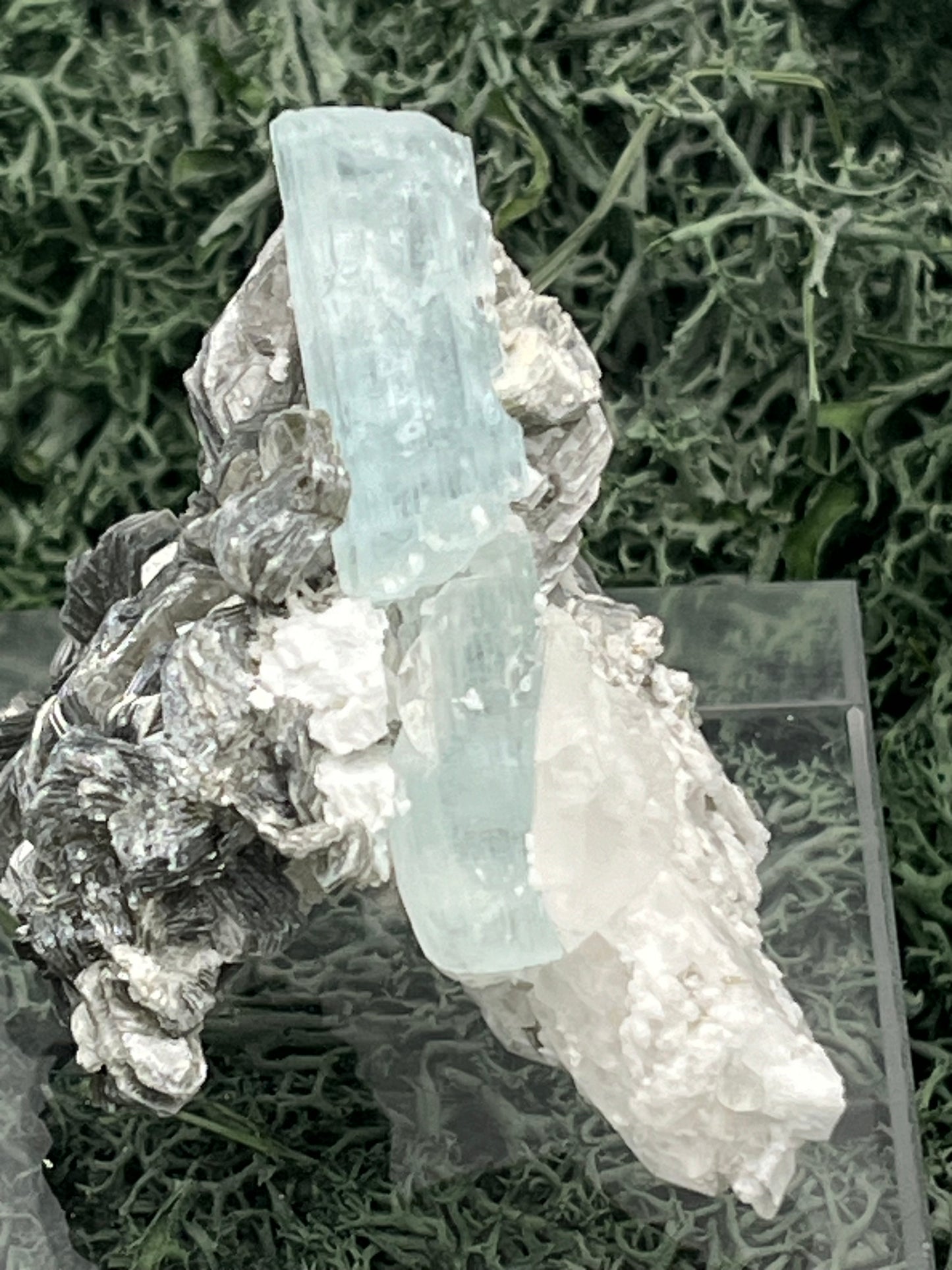 Aquamarin Kristall auf Feldspat aus Pakistan (41g) - crystal paradise