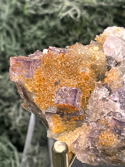 Violetter Fluorit aus Mexiko mit weissen und gelben Quarz Anlagerungen (34g) - Stufe mit schönen Fluoritwürfeln - crystal paradise