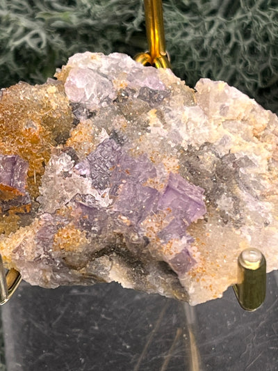 Violetter Fluorit aus Mexiko mit weissen und gelben Quarz Anlagerungen (34g) - Stufe mit schönen Fluoritwürfeln - crystal paradise