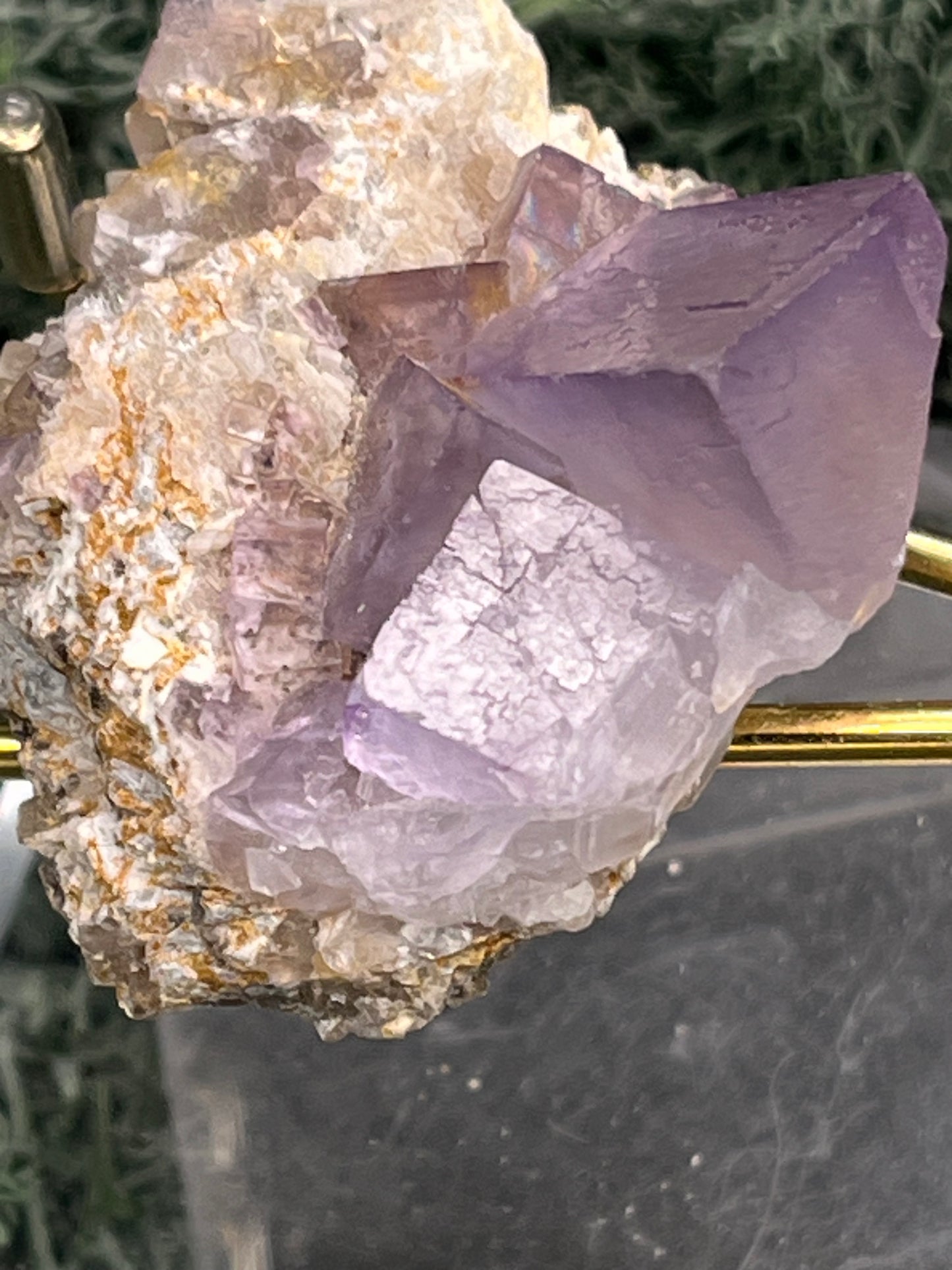 Violetter Fluorit aus Mexiko (40g) - Stufe mit grossen Fluoritwürfeln mit Phantom - crystal paradise