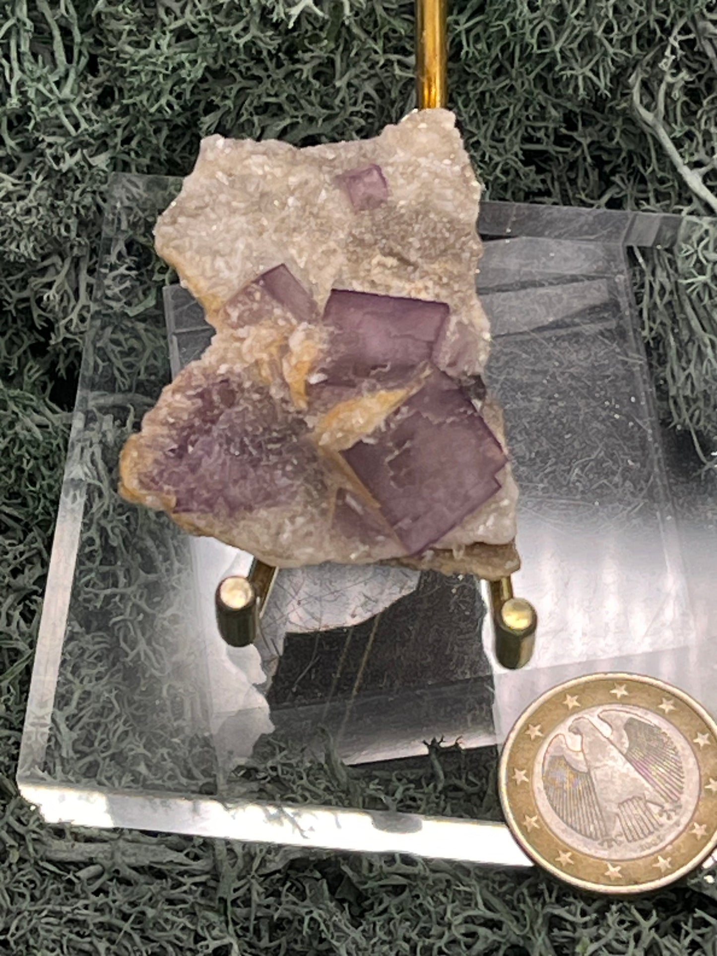 Violetter Fluorit aus Mexiko mit weissen Quarzanlagerungen (24g) - Stufe mit grossen Fluoritwürfeln