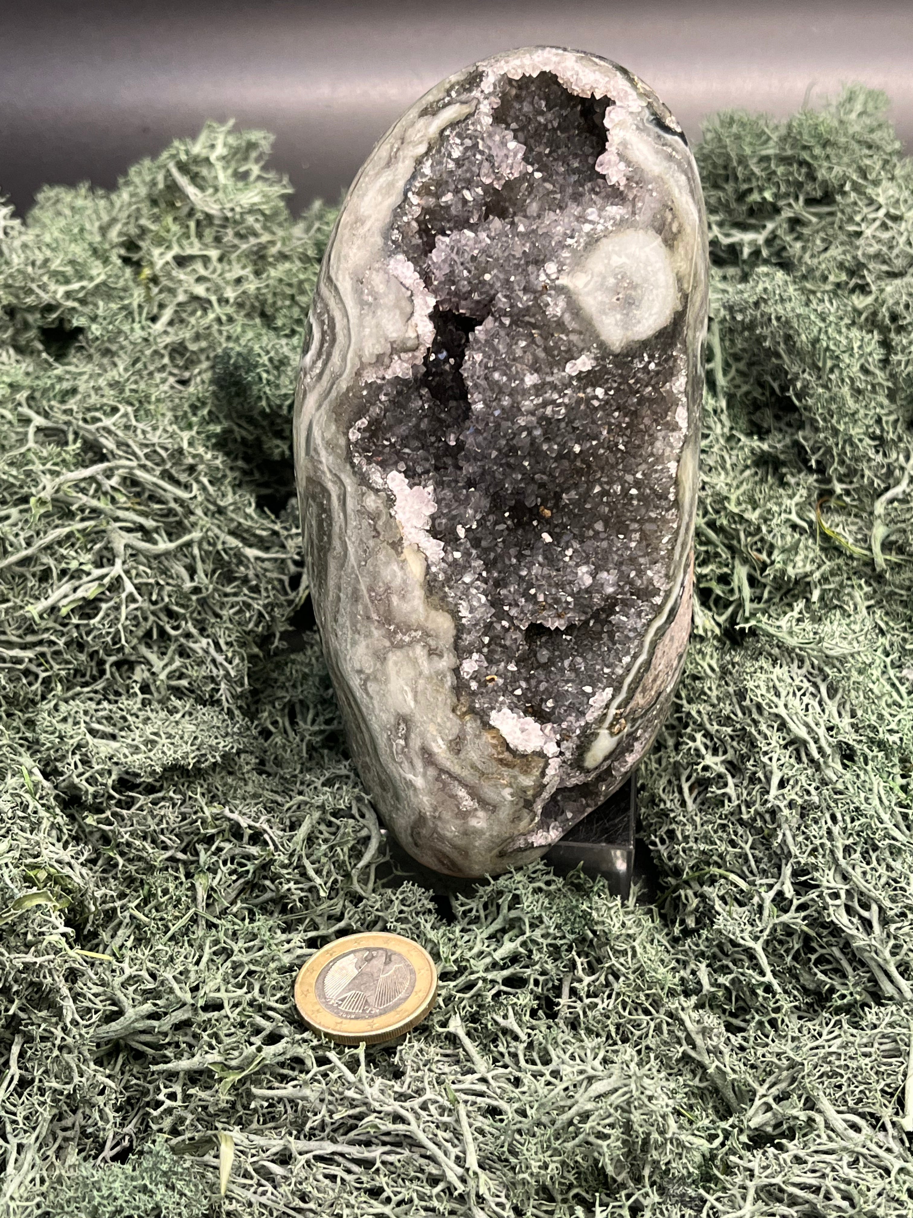 Achatisierter Amethyst Druse aus Uruguay (932g) - wunderschöne Achatisierungen und Druzys - crystal paradise