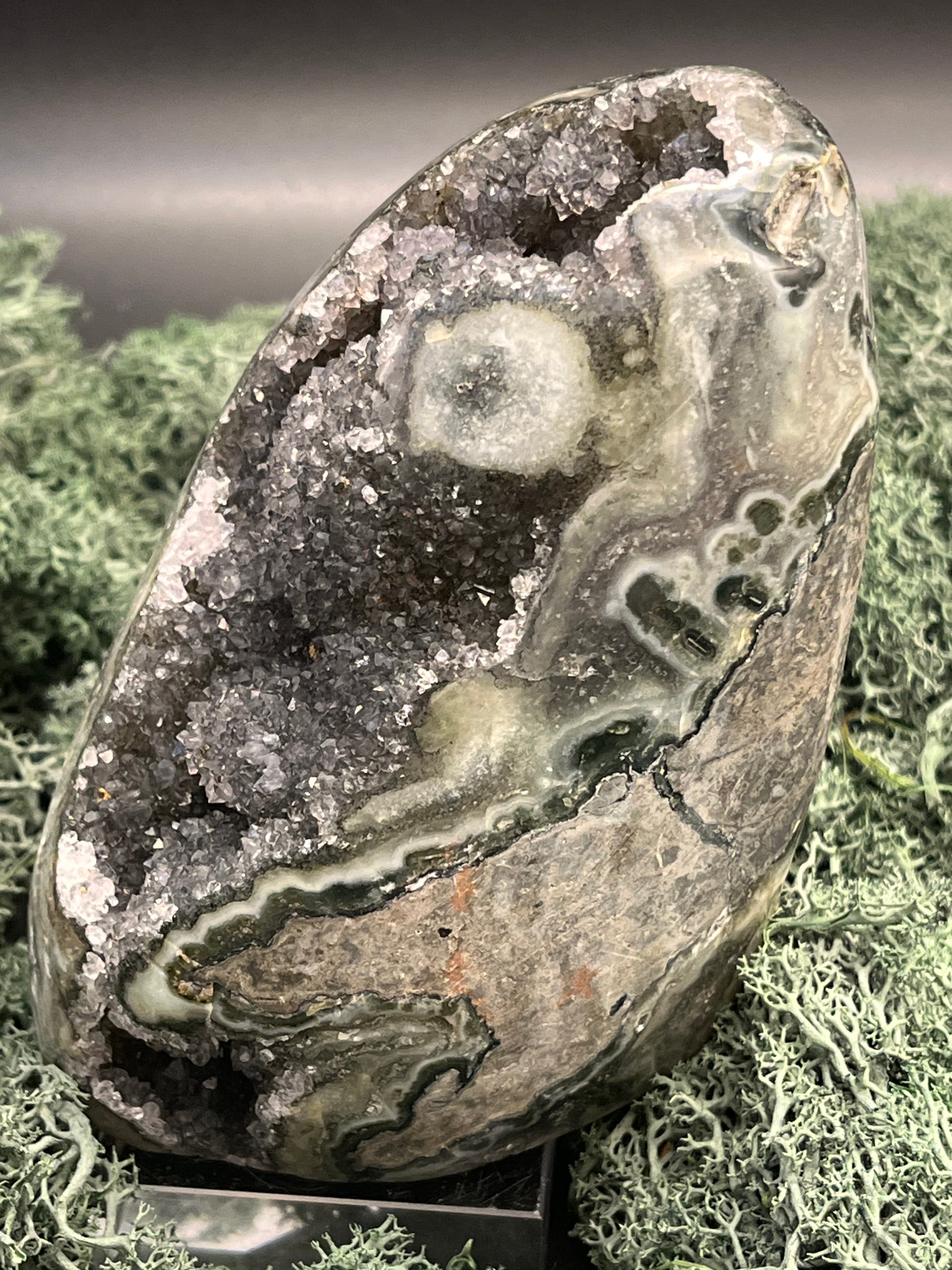 Achatisierter Amethyst Druse aus Uruguay (932g) - wunderschöne Achatisierungen und Druzys - crystal paradise