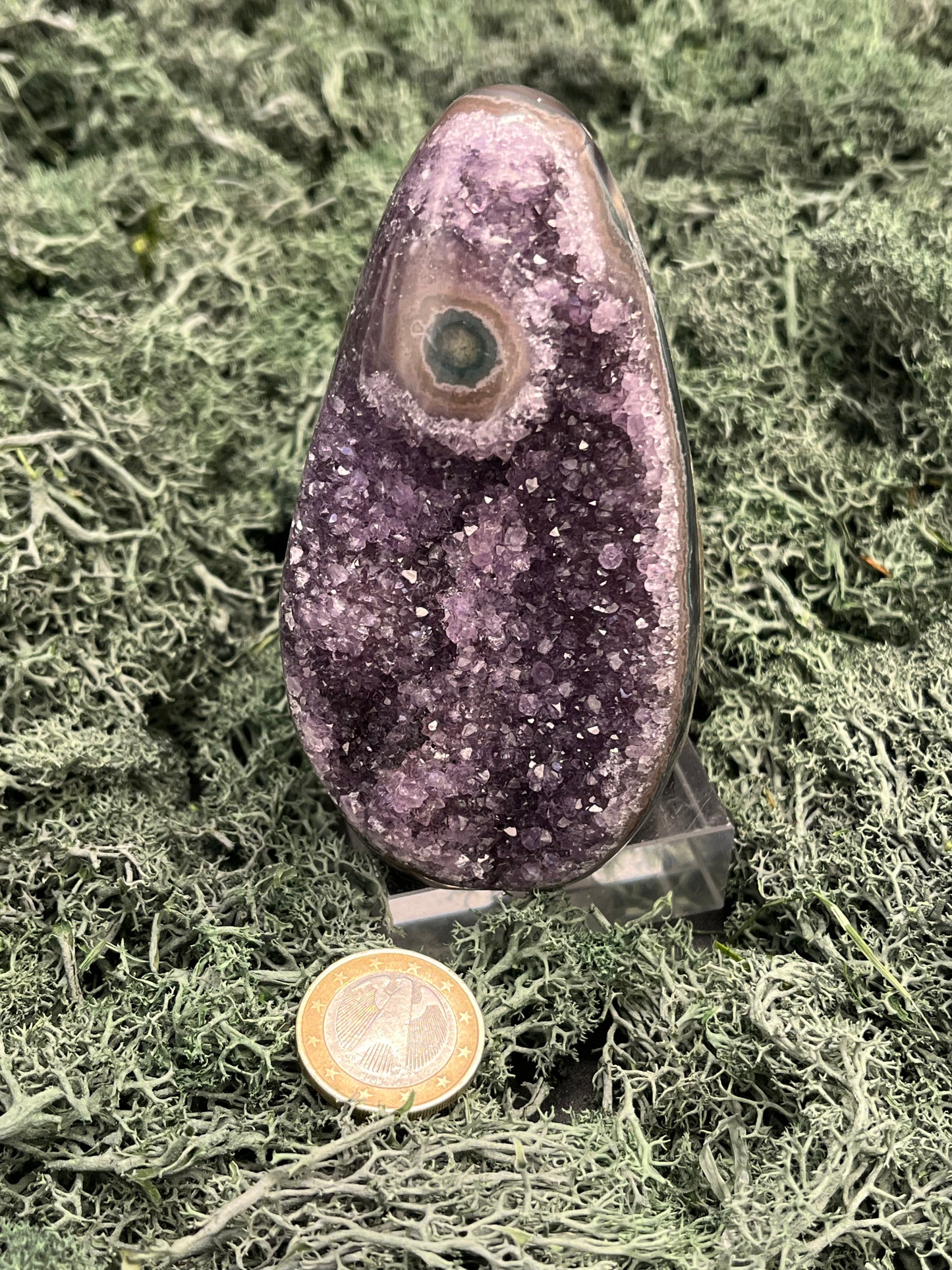 Achatisierter Amethyst Druse aus Uruguay (423g) - schönes lila mit mittiger Achatisisierung - crystal paradise