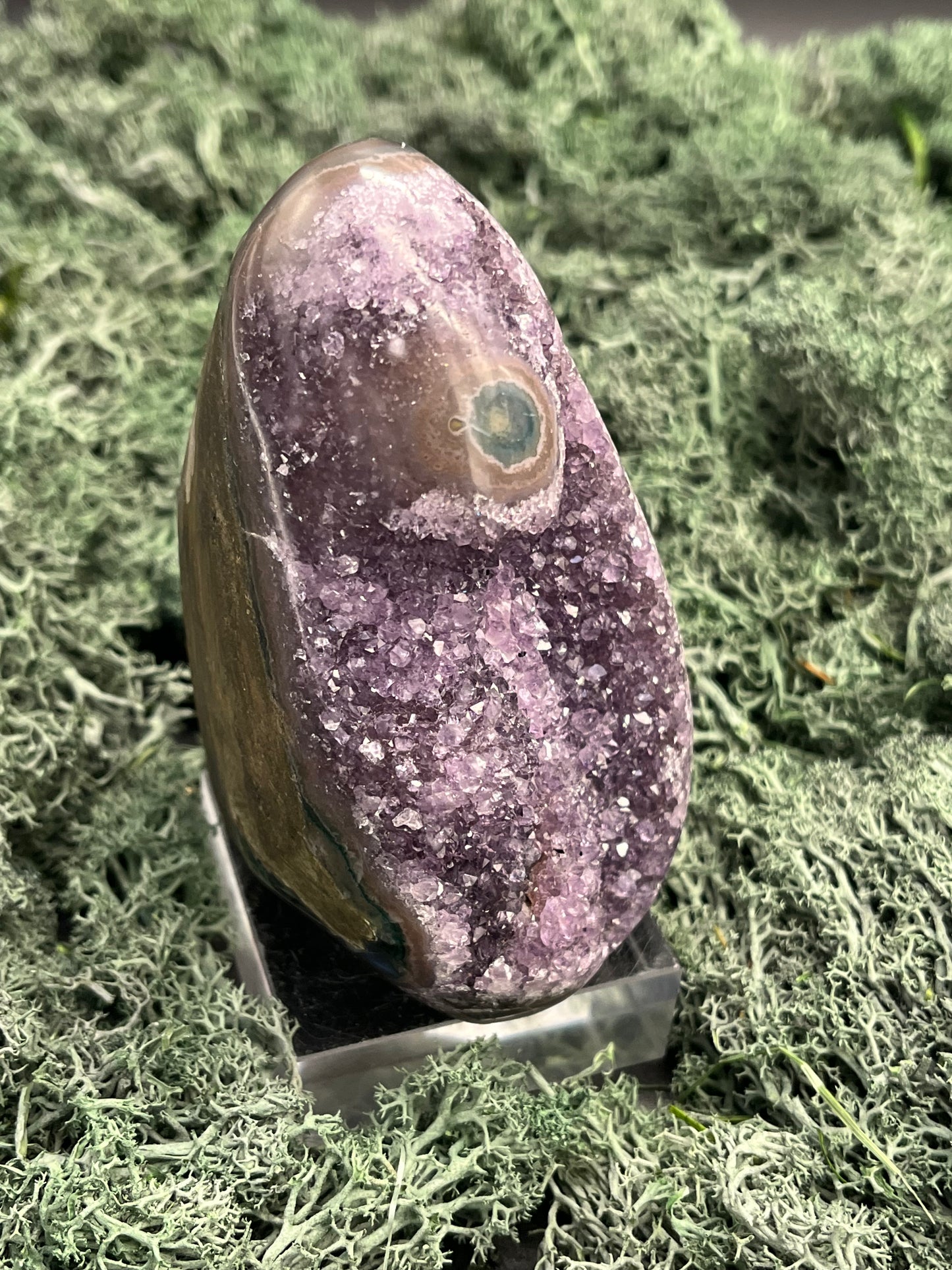 Achatisierter Amethyst Druse aus Uruguay (423g) - schönes lila mit mittiger Achatisisierung - crystal paradise