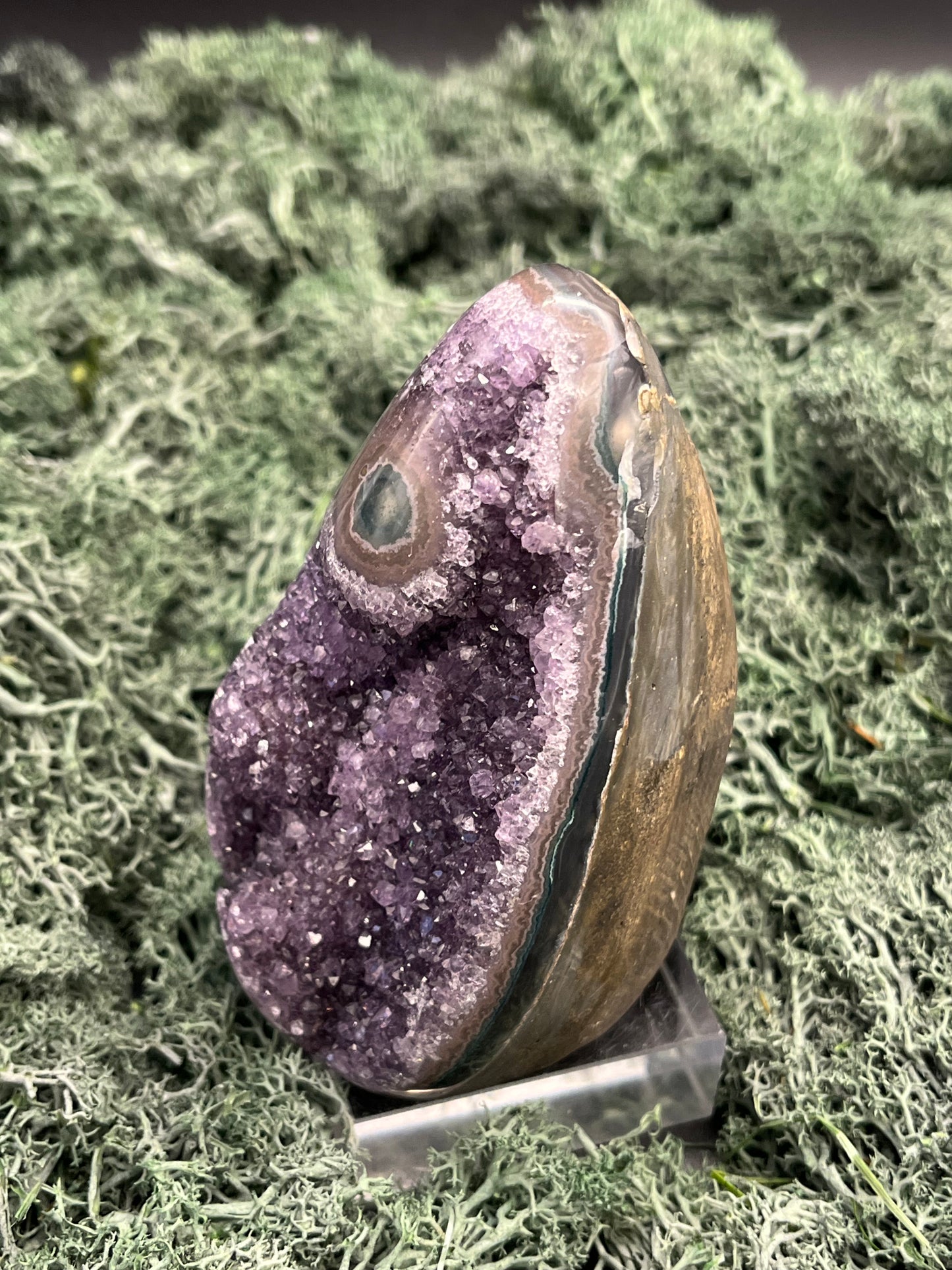 Achatisierter Amethyst Druse aus Uruguay (423g) - schönes lila mit mittiger Achatisisierung - crystal paradise