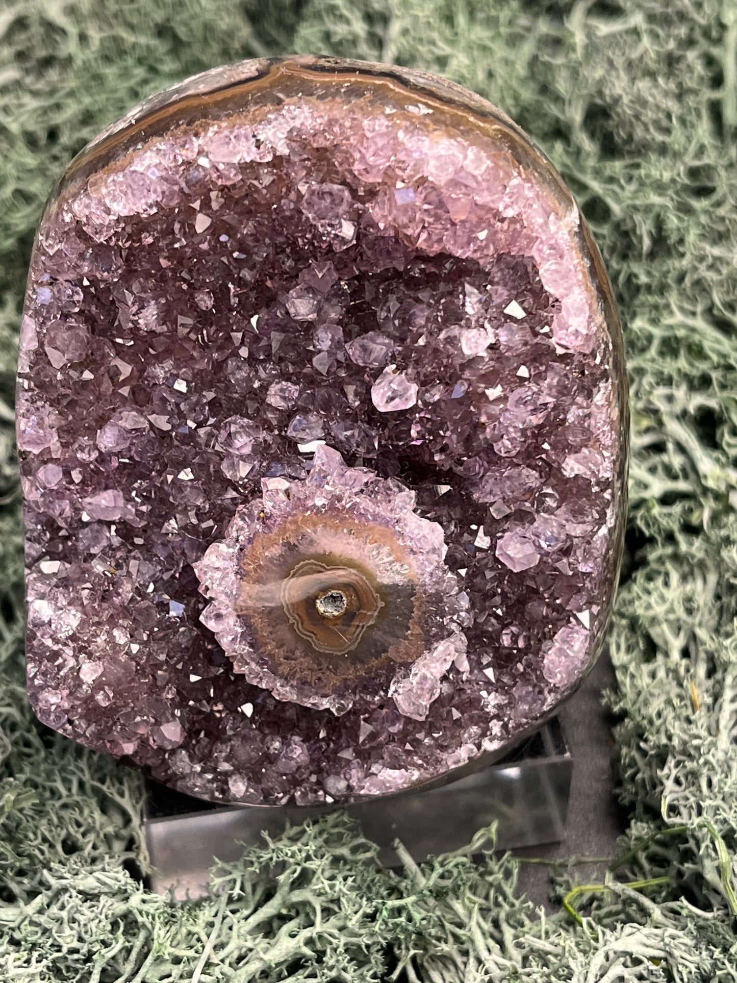 Achatisierter Amethyst Druse aus Uruguay (466g) - schönes lila mit mittiger Achatisisierung - crystal paradise