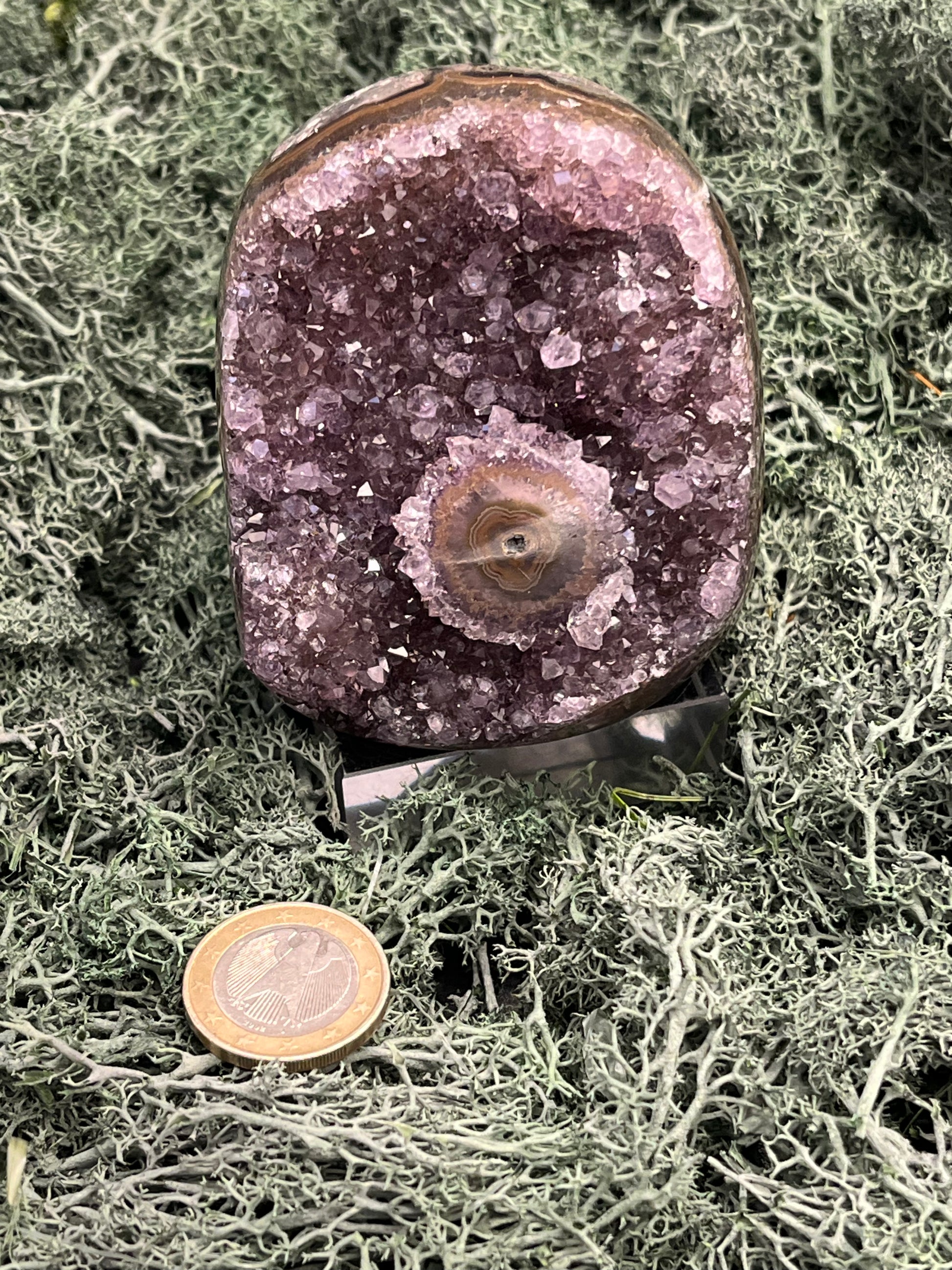 Achatisierter Amethyst Druse aus Uruguay (466g) - schönes lila mit mittiger Achatisisierung - crystal paradise