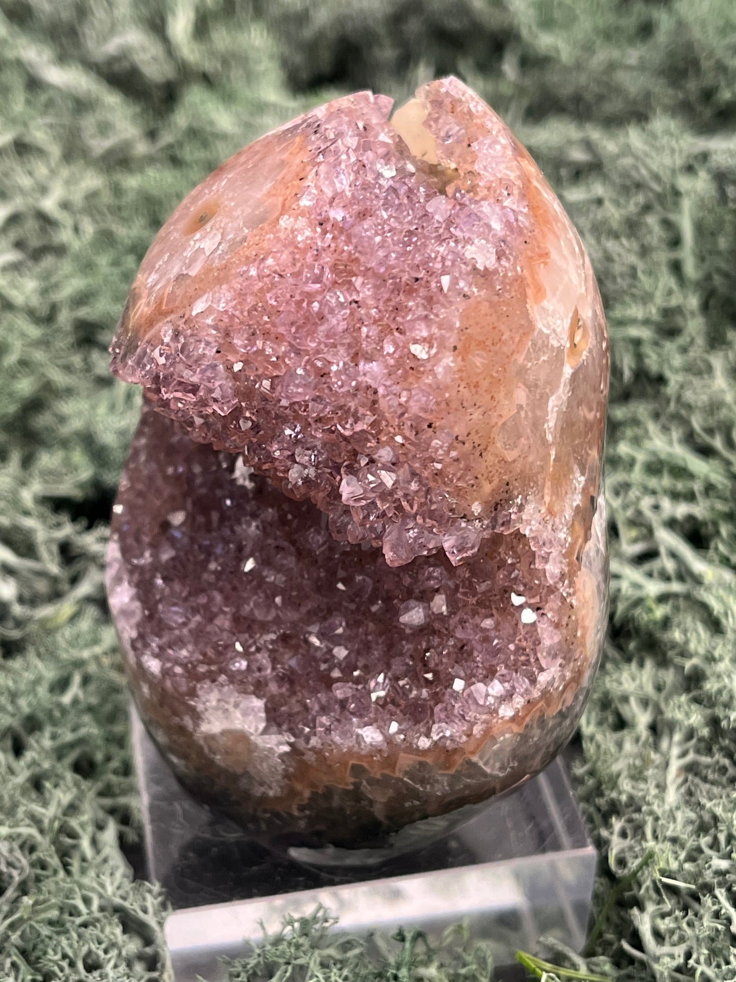 Achatisierter Amethyst Druse aus Uruguay (345g) - schönes Druzys und Calcit sowie schöner Achatblume - crystal paradise