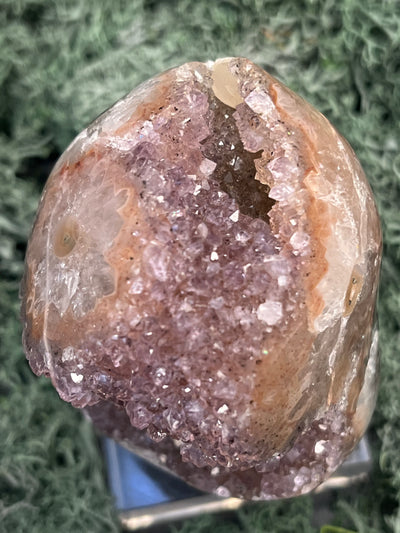 Achatisierter Amethyst Druse aus Uruguay (345g) - schönes Druzys und Calcit sowie schöner Achatblume - crystal paradise