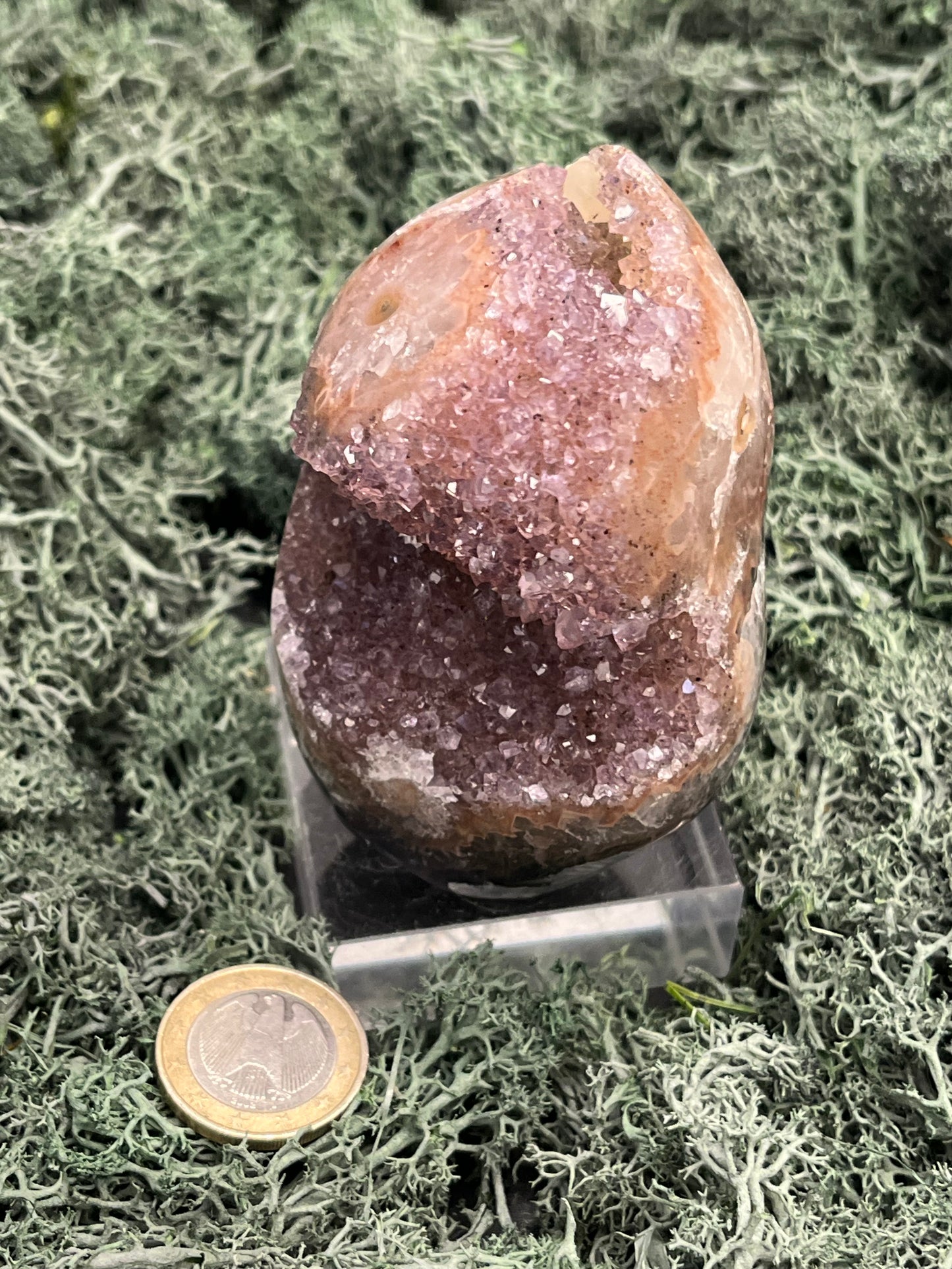 Achatisierter Amethyst Druse aus Uruguay (345g) - schönes Druzys und Calcit sowie schöner Achatblume - crystal paradise