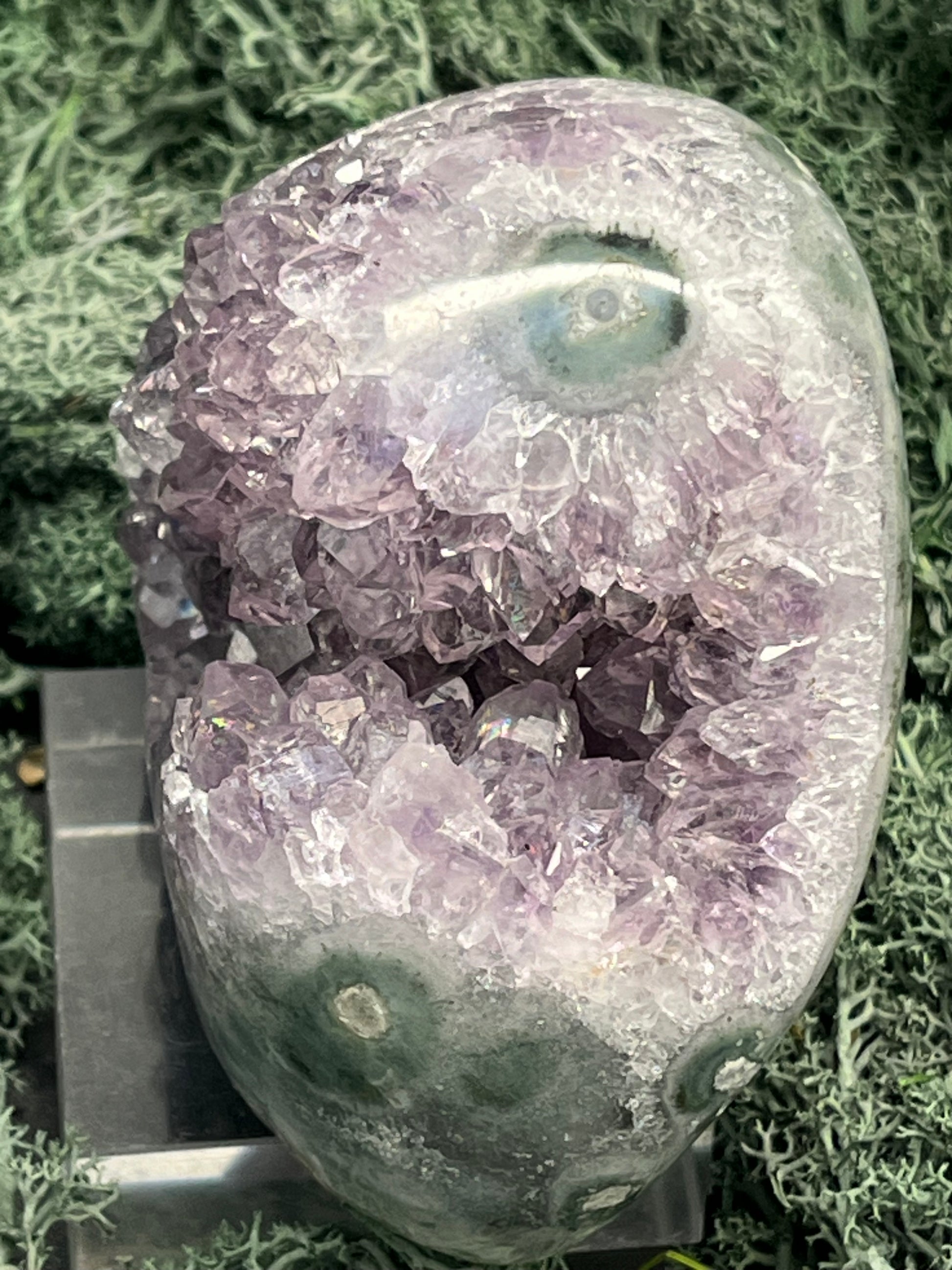 Achatisierte Amethyst Druse aus Uruguay (450g) - schöne Achatisierung und Druzy - crystal paradise