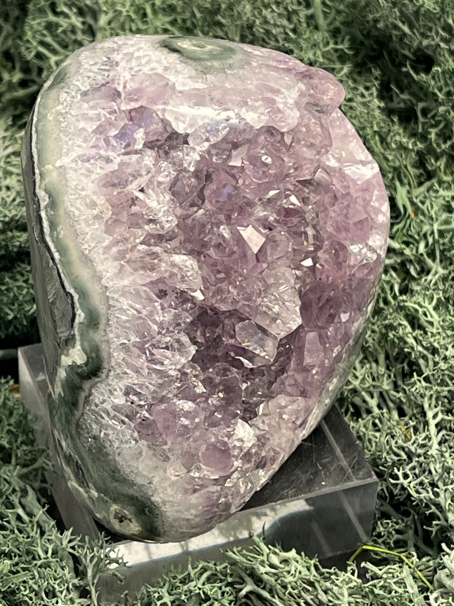 Achatisierte Amethyst Druse aus Uruguay (450g) - schöne Achatisierung und Druzy - crystal paradise