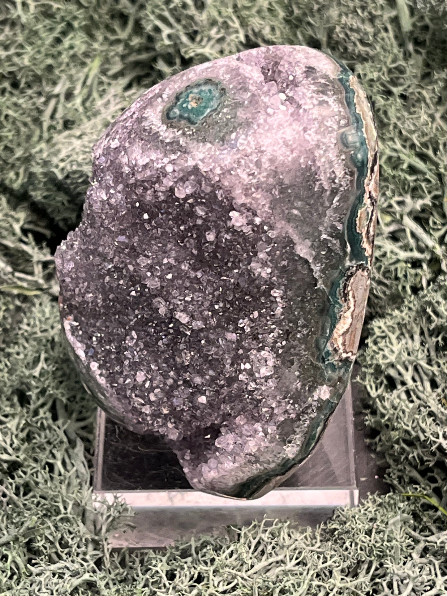 Achatisierte Amethyst Druse aus Uruguay (353g) - schöne helle Kristalle und Achatisierung - crystal paradise