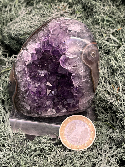 Achatisierte Amethyst Druse aus Uruguay (153g) - schöne dunkle Kristalle und Achatisierung - crystal paradise