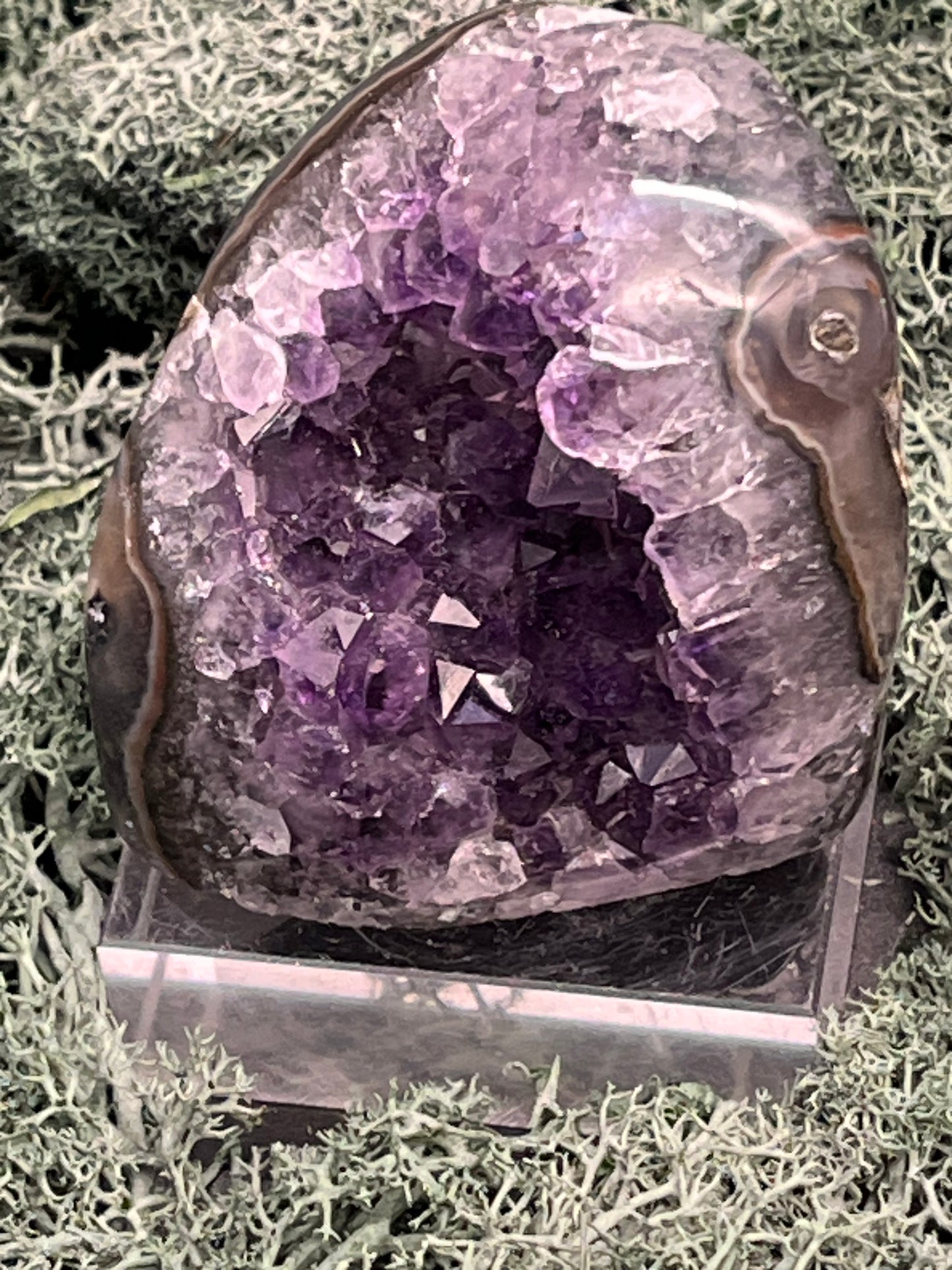 Achatisierte Amethyst Druse aus Uruguay (153g) - schöne dunkle Kristalle und Achatisierung