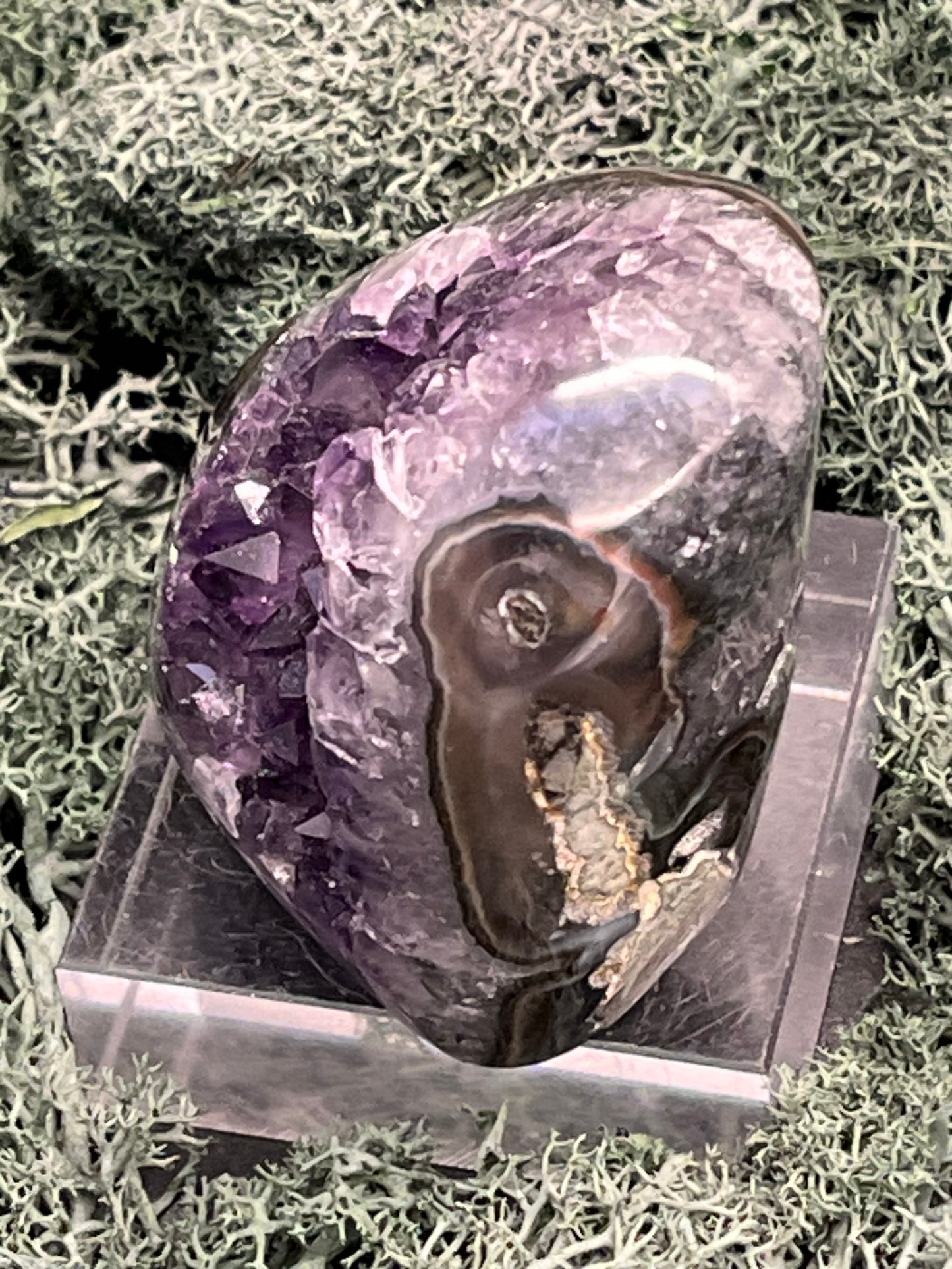 Achatisierte Amethyst Druse aus Uruguay (153g) - schöne dunkle Kristalle und Achatisierung