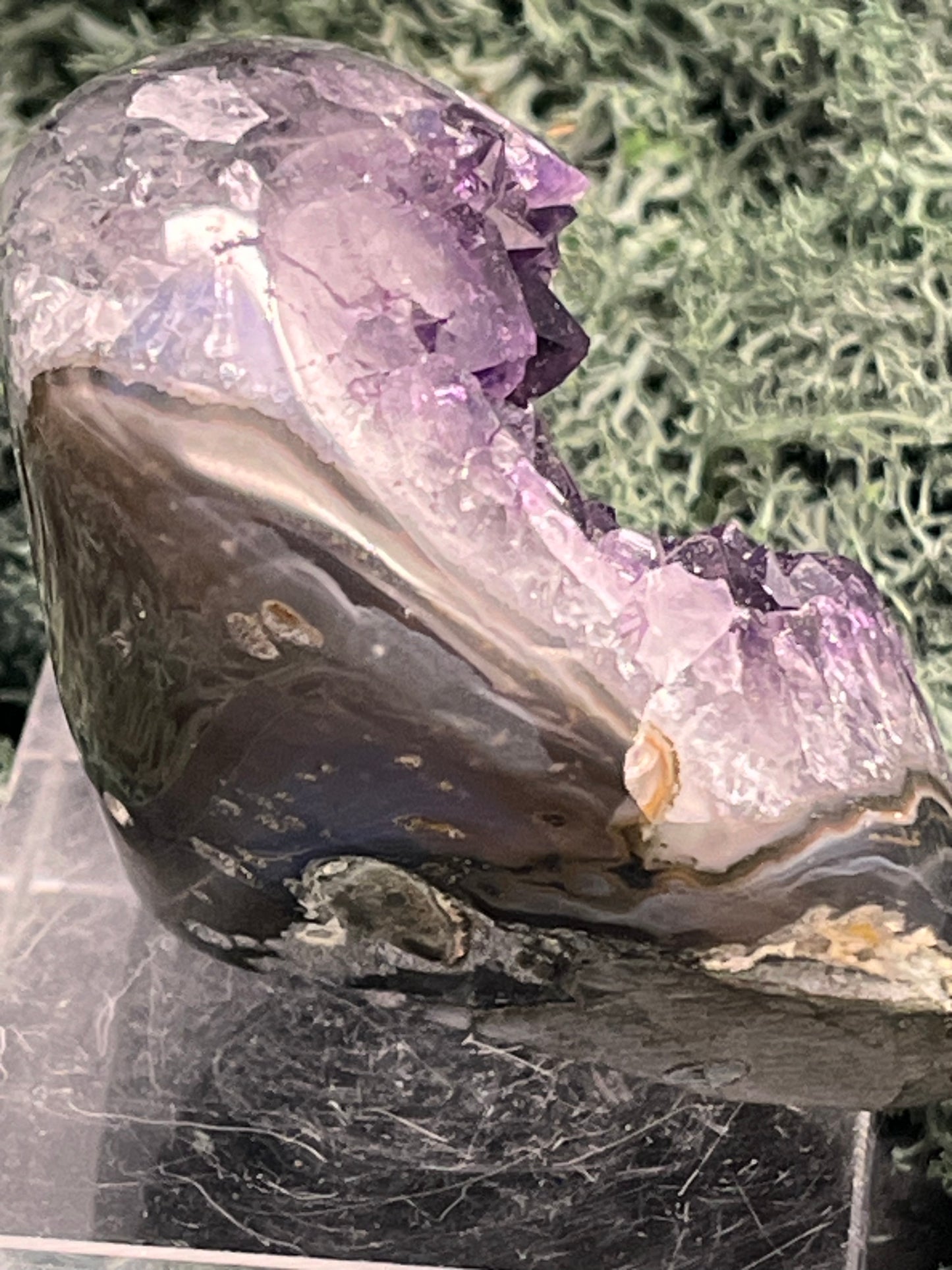 Achatisierte Amethyst Druse aus Uruguay (153g) - schöne dunkle Kristalle und Achatisierung