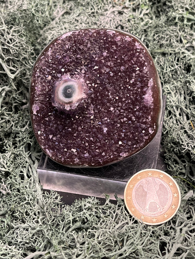 Achatisierte Amethyst Druse aus Uruguay (155g) - schöne dunkle Kristalle und Achatisierung - crystal paradise