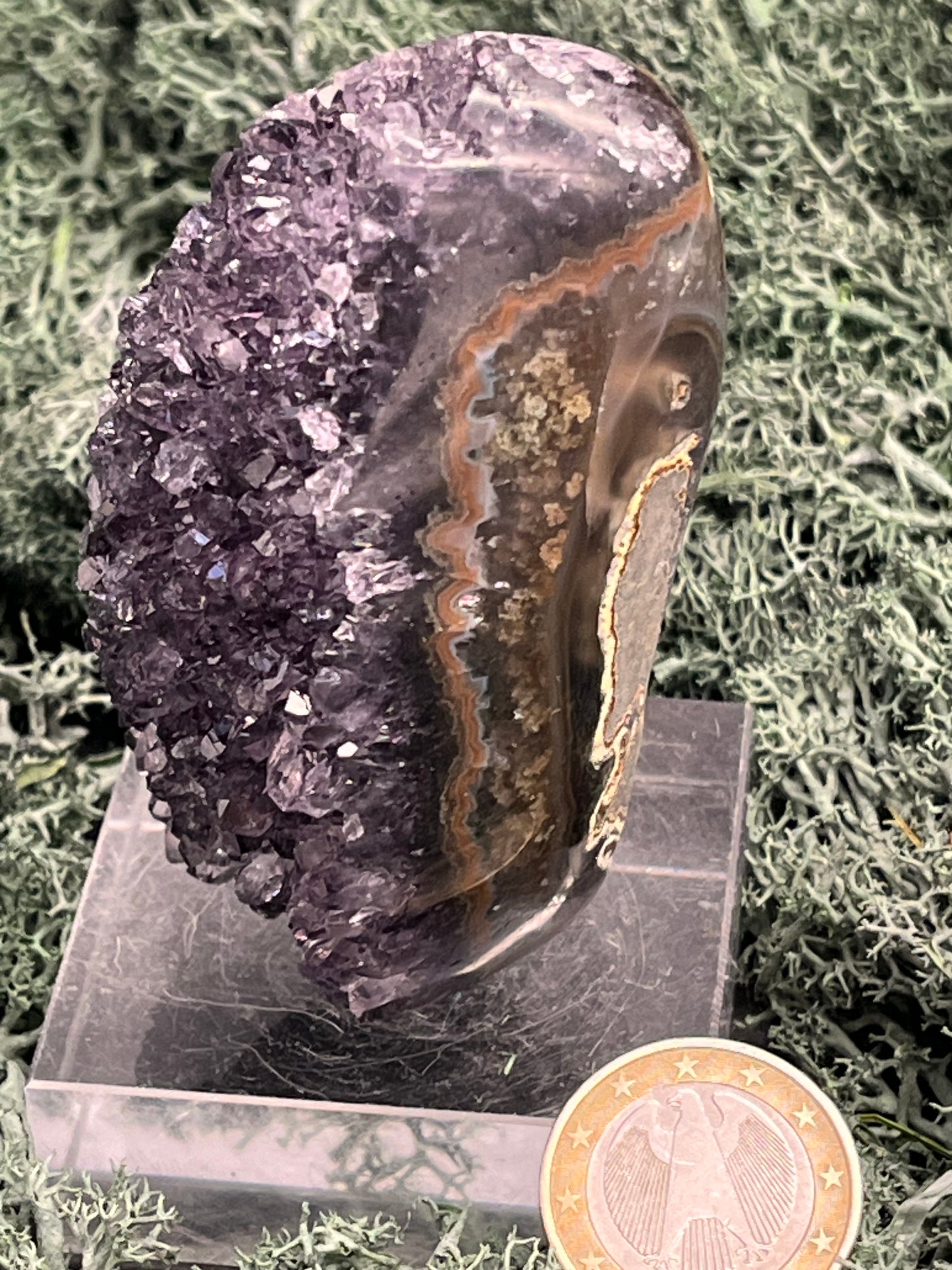 Achatisierte Amethyst Druse aus Uruguay (152g) - schöne dunkle Kristalle